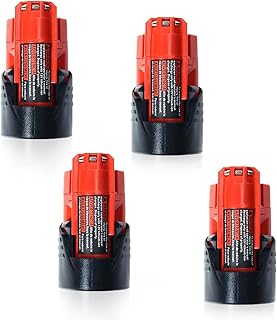Bdreer 4 Pack 3000mAh 12V Lithium Ion Replacement Battery Compatible with Milwaukee M12 Battery 48-11-2401 48-11-2402 48-11-2411 48-11-2420 12-Volt Cordless Tools