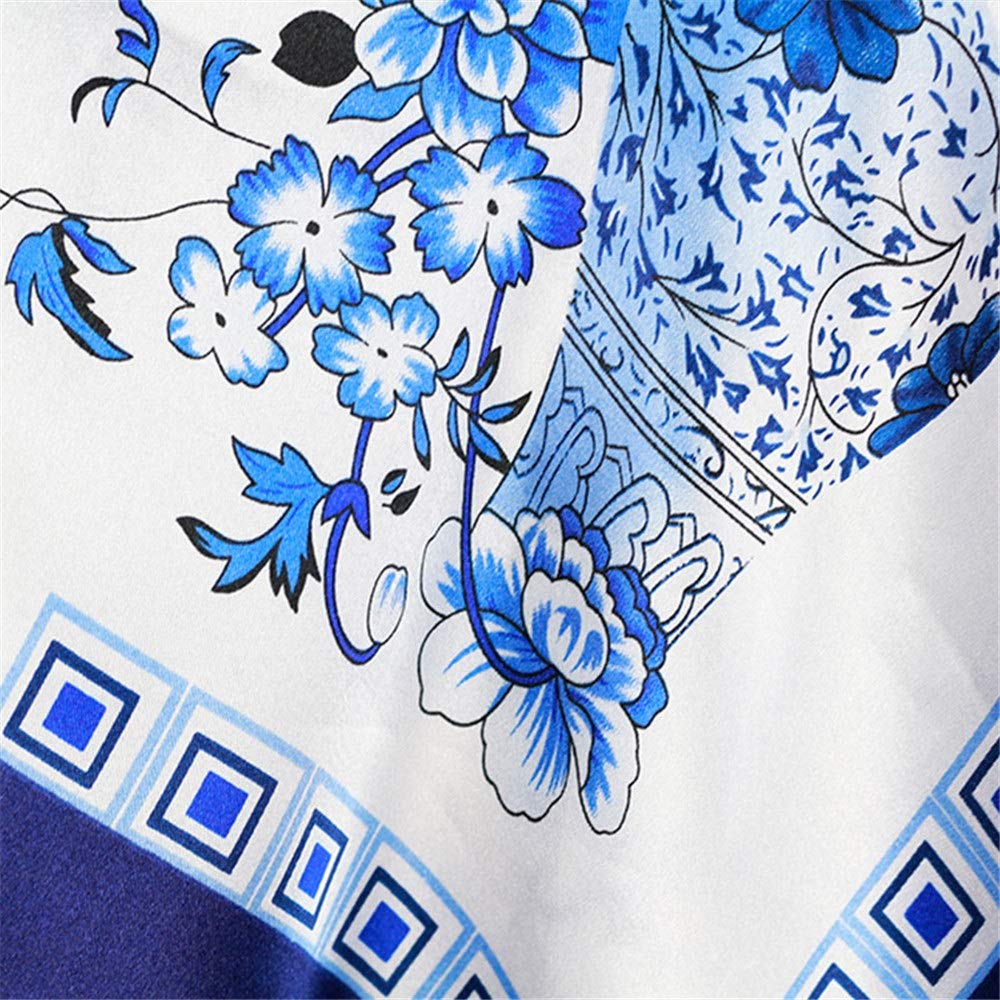 Pañuelo Cuadrado Grande para el Cuello, 2 Unidades, de Seda, de satén, imitación Seda, Estampado, Suave y Ligero (Azul 90)