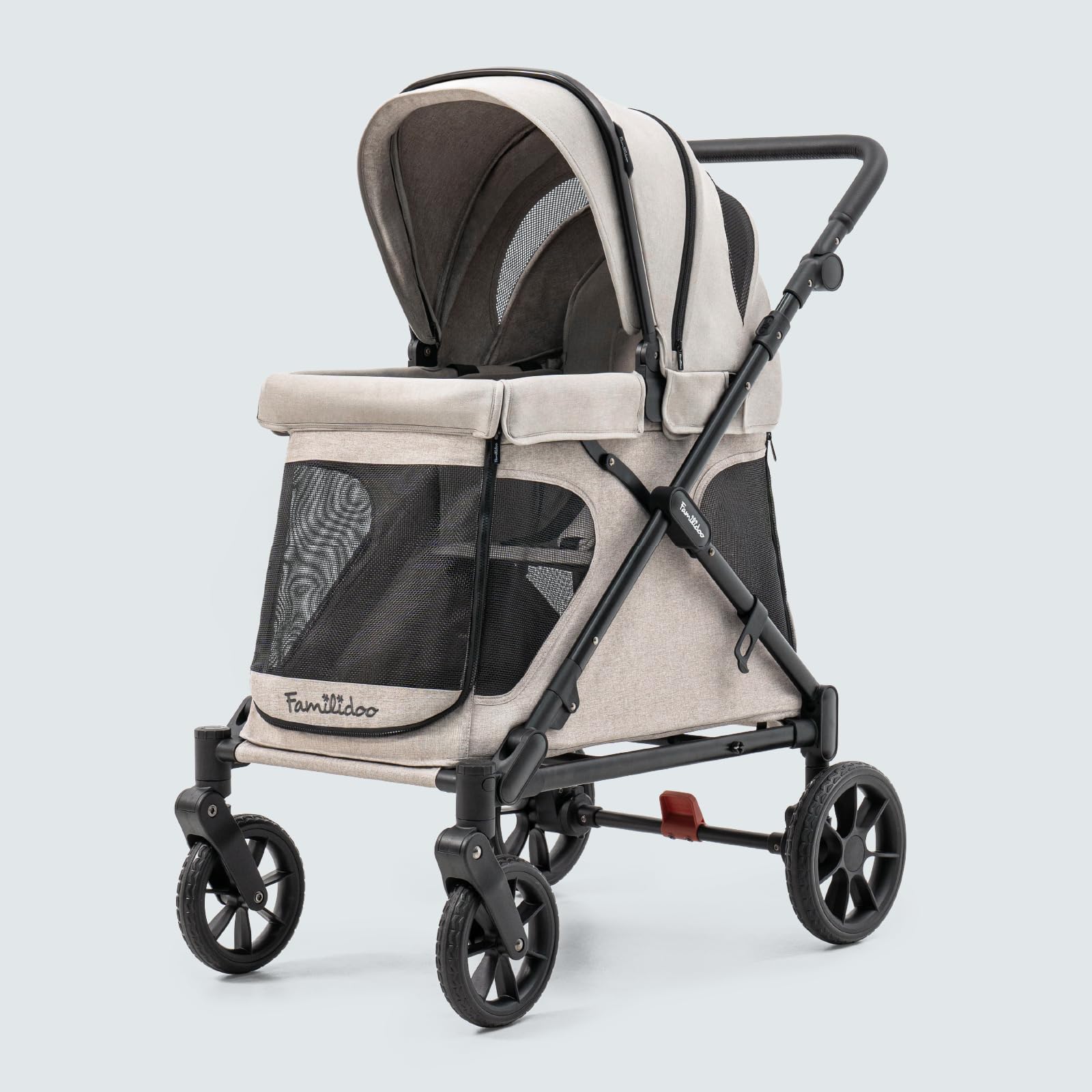 Familidoo Q1 2.0 - Passeggino multiuso, pieghevole, leggero, per bambini e animali domestici, cintura di sicurezza a 5 punti, parapioggia e design compatto da viaggio, supporta fino a