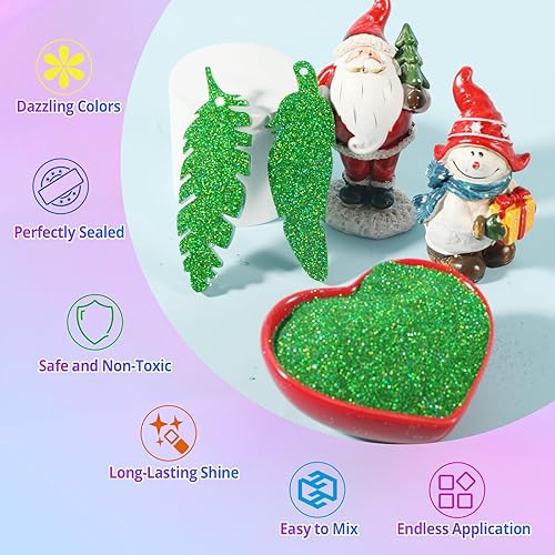 Miniatura 25 de HTVRONT Purpurina blanca fina holográfica – 1.76 oz de purpurina para resina, purpurina fina no tóxica para uñas, resina, fabricación de velas, Negro