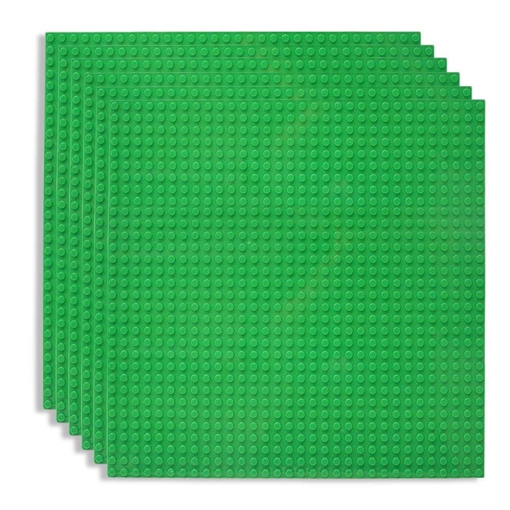 Lekebaby 6 Platten-Set Bauplatte Kompatibel mit Meisten Marken, 25 * 25cm, Grüne Grundplatte