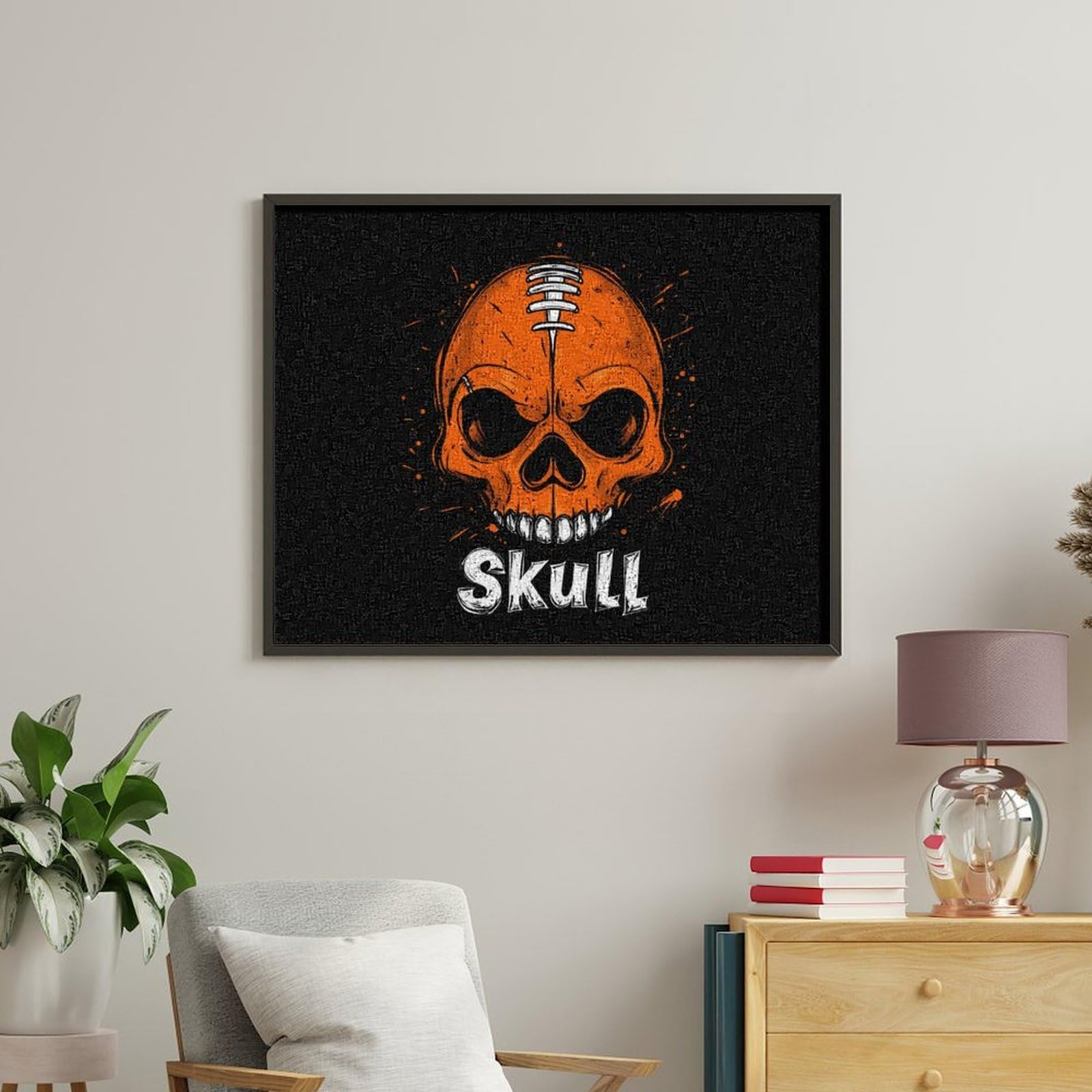 Malen nach Zahlen, Motiv: Totenkopf, Fußball, lustig, für Erwachsene, Baumwolle, digitales Ölgemälde, Heimdekoration, Geschenk, 60 x 75 cm