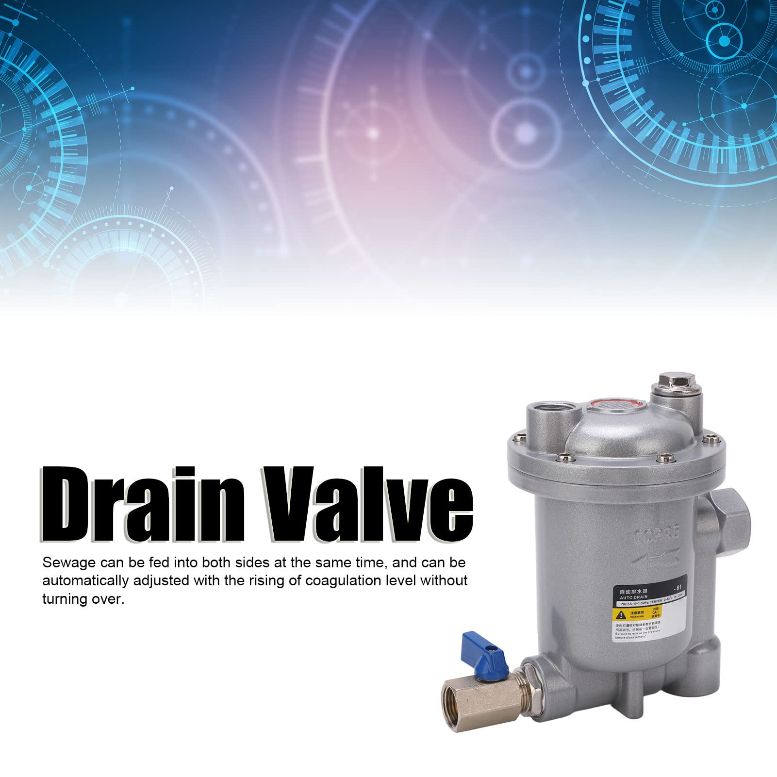 Escurridor de agua para tanque de aire 80 Diseño flotante con interfaz G 1/2 pulg. y bola flotante de acero inoxidable - Válvula de drenaje automática con carcasa de aleación de (ADTV-81 G3/4")