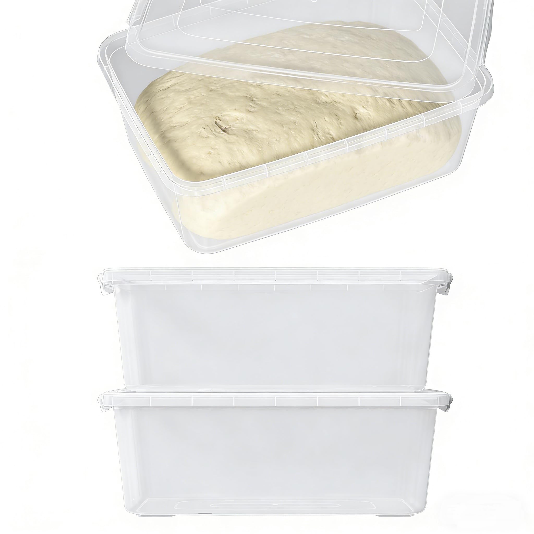 Zopnny Caja de prueba de masa de 16 cuartos de galón con tapa, recipiente apilable transparente para masa de pizza, 2 paquetes