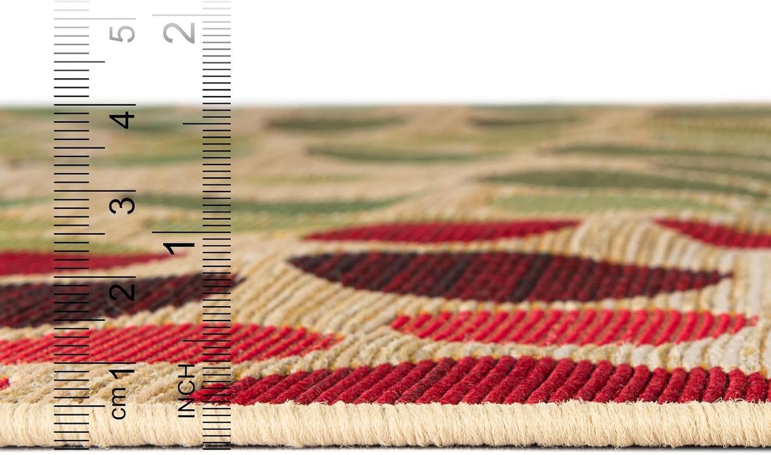 Unique Loom Outdoor Modern Collection Area Rug - Spark (4' 1" Round, Beige/ Burgundy)
