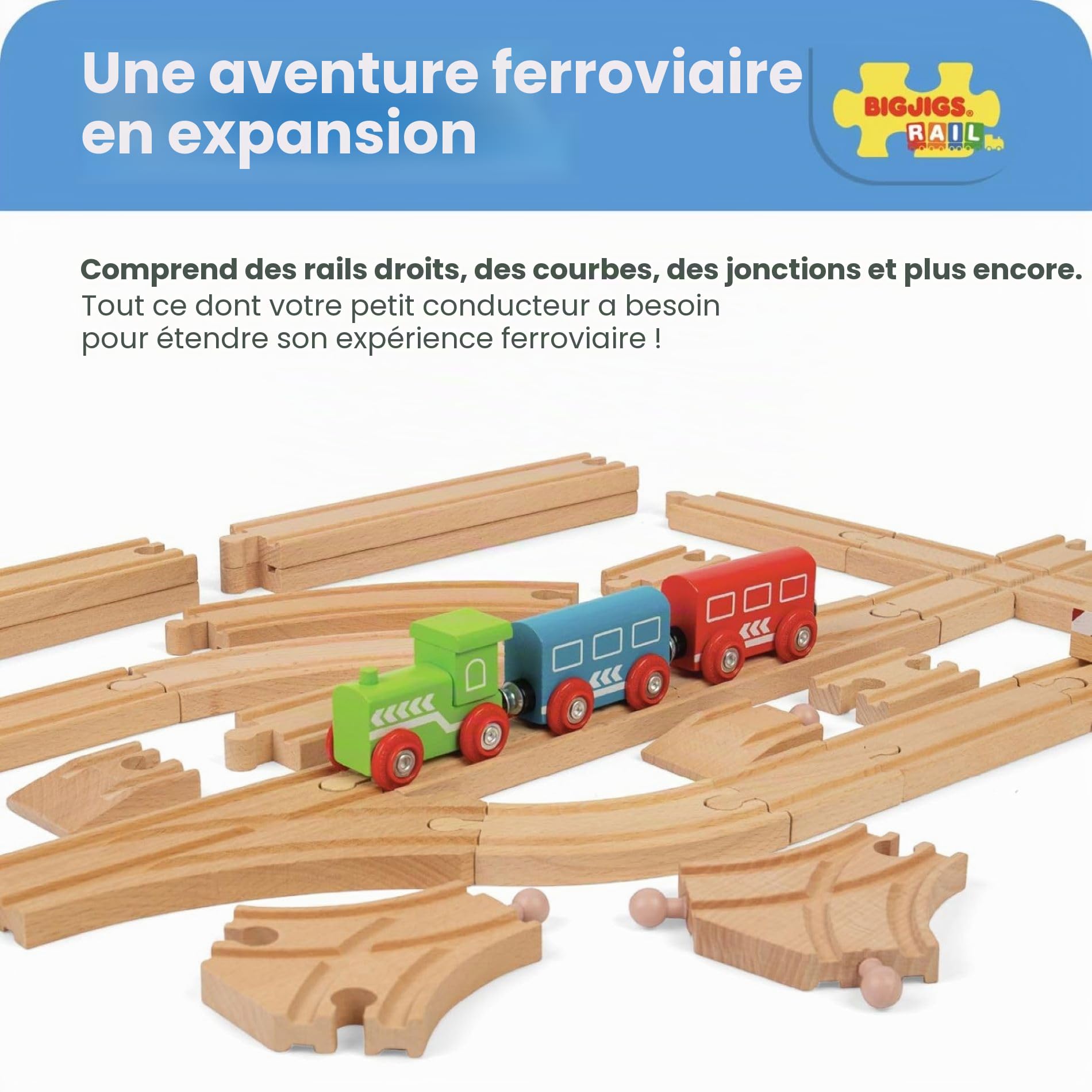 Bigjigs Rail Lot d’Extensions de Rails au Sol