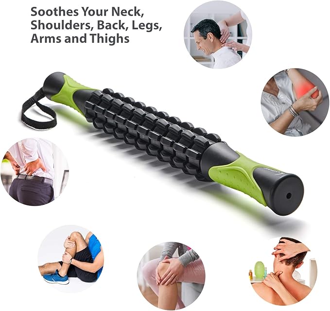 Whether you are a professional athlete or a fitness enthusiast, the Muscle Roller Stick by Sportneer can be a valuable tool in your recovery routine. Its compact size and portable design make it easy to take with you to the gym, the field, or wherever your workouts take you. With regular use, this massage stick can help you maintain peak performance and prevent injuries caused by tight muscles and knots. Description by ChatGPT.