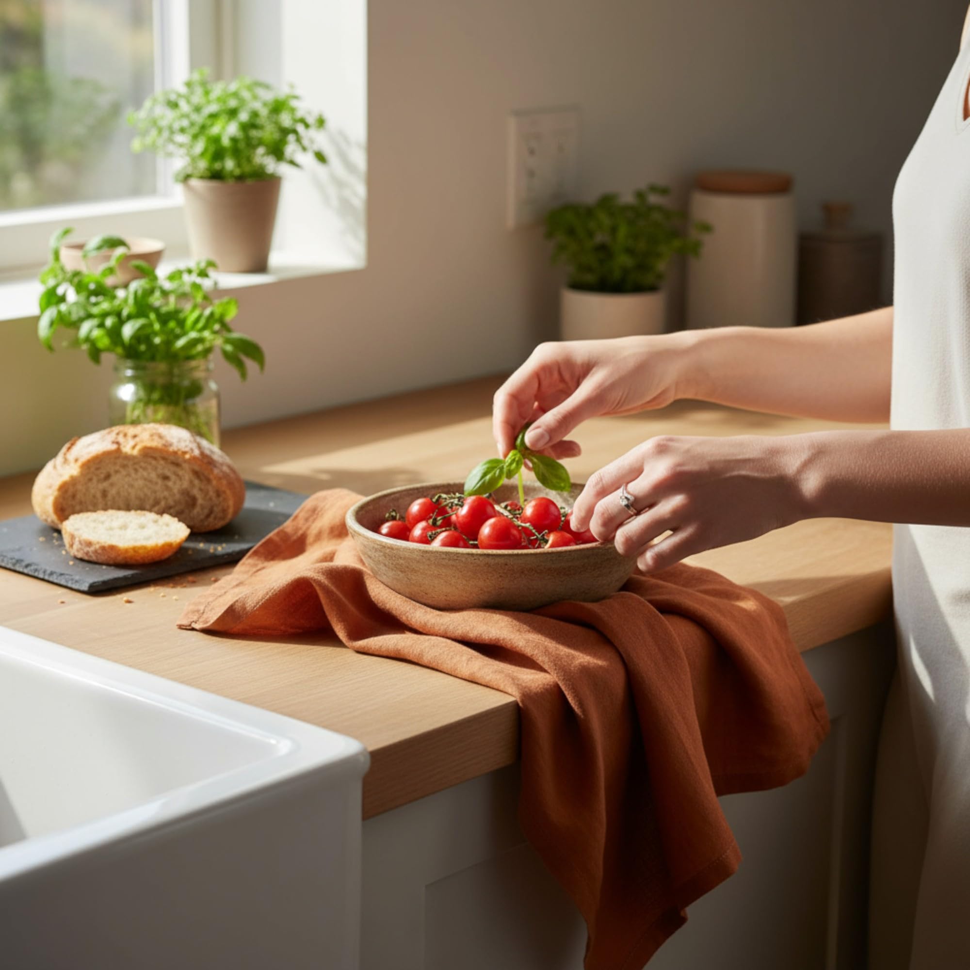 Set di 2 strofinacci da cucina in lino, 50 x 68 cm, 100% puro lino lavato con pietre e orlo a giorno, set da 2 pezzi