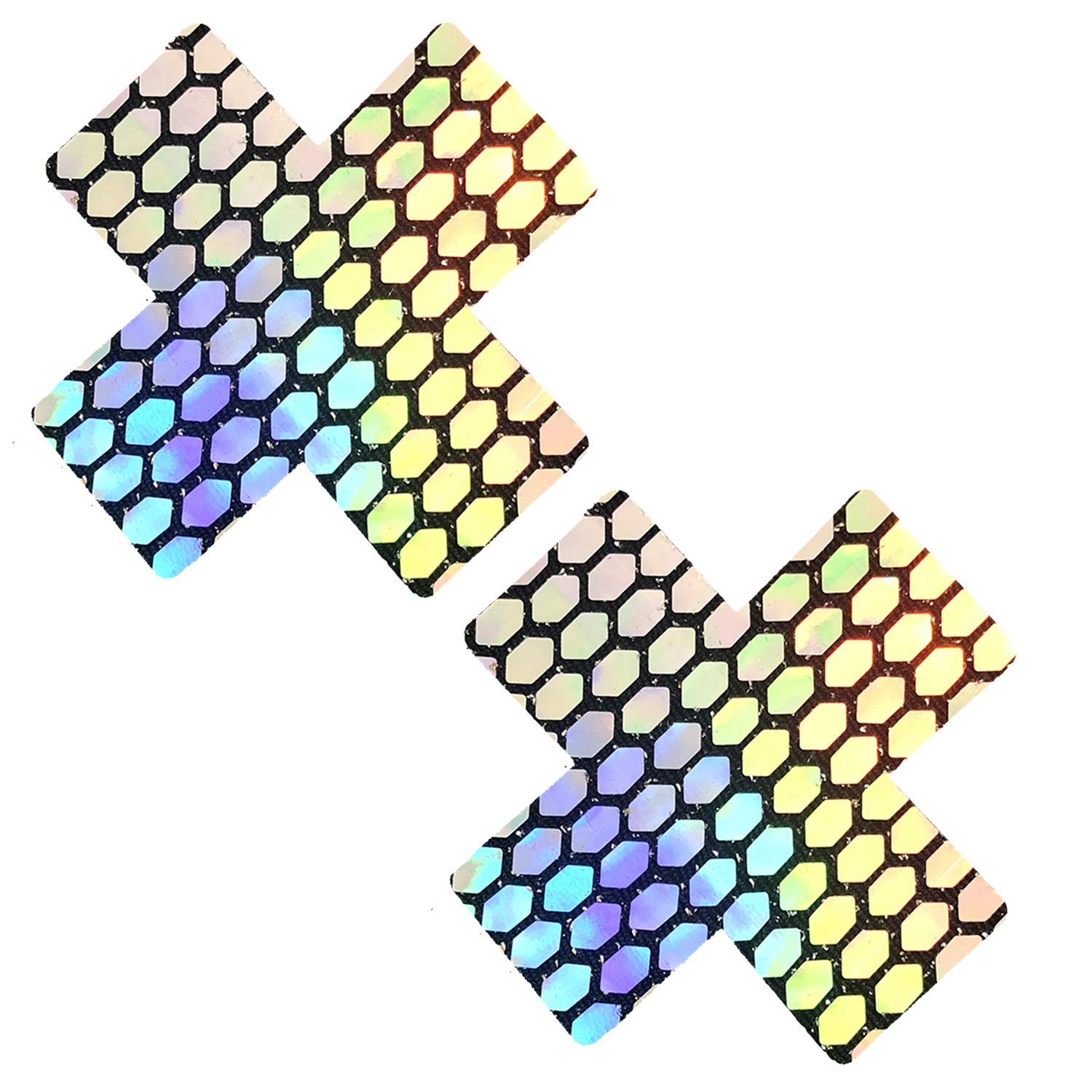 Neva Nude Iridescent Crystal Beamz Nipztix Pasties Nipple Covers for Festivals, Raves, Lingerie and More, Made in USA
