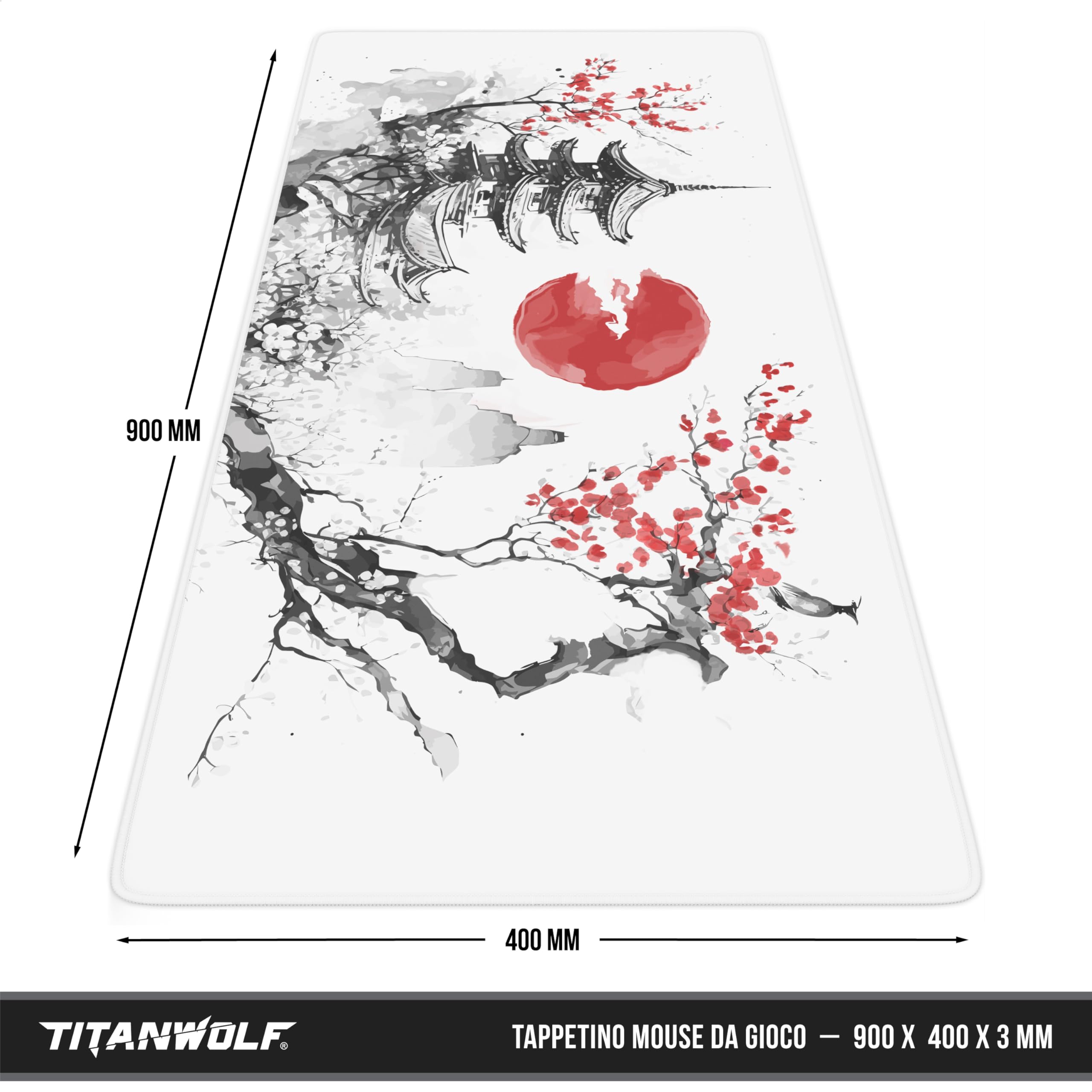 TITANWOLF Tappetino per Mouse XXL 900 x 400 – Office Mousepad – Controllo preciso del Mouse migliora la velocità e la precisione – Tenuta Stabile – Lavabile – Sottomano per Ufficio e casa