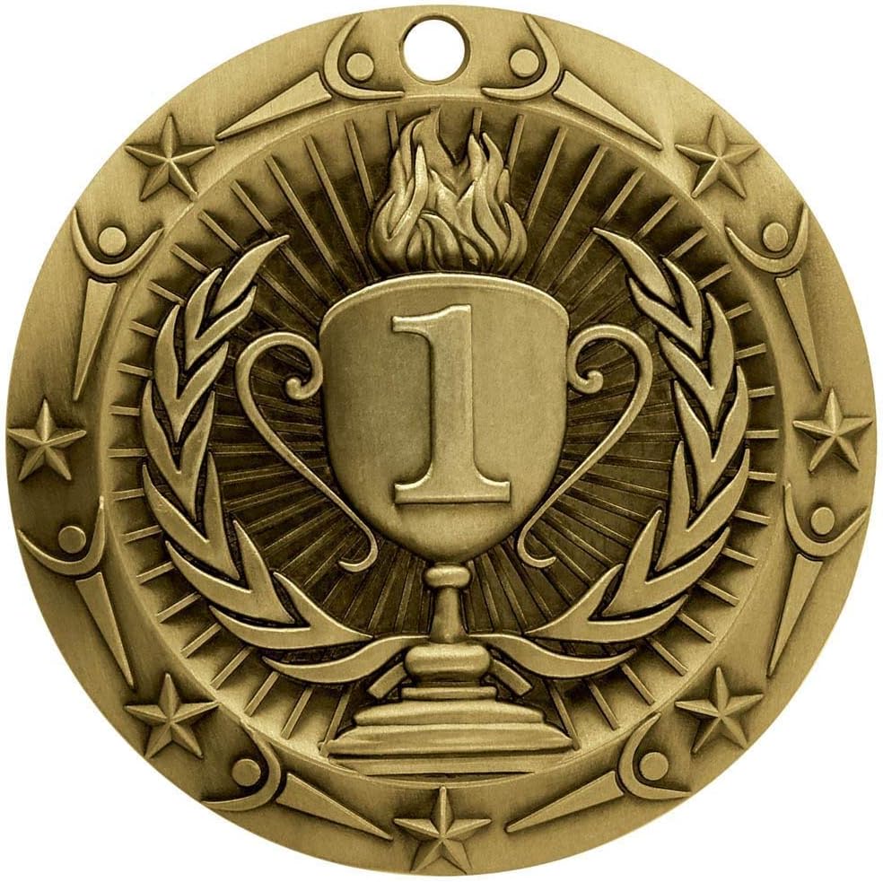 Decade Awards Gold, Silver & Bronze World Class 3 Inch Diameter Medals - 1st, 2nd & 3rd Place Bundle