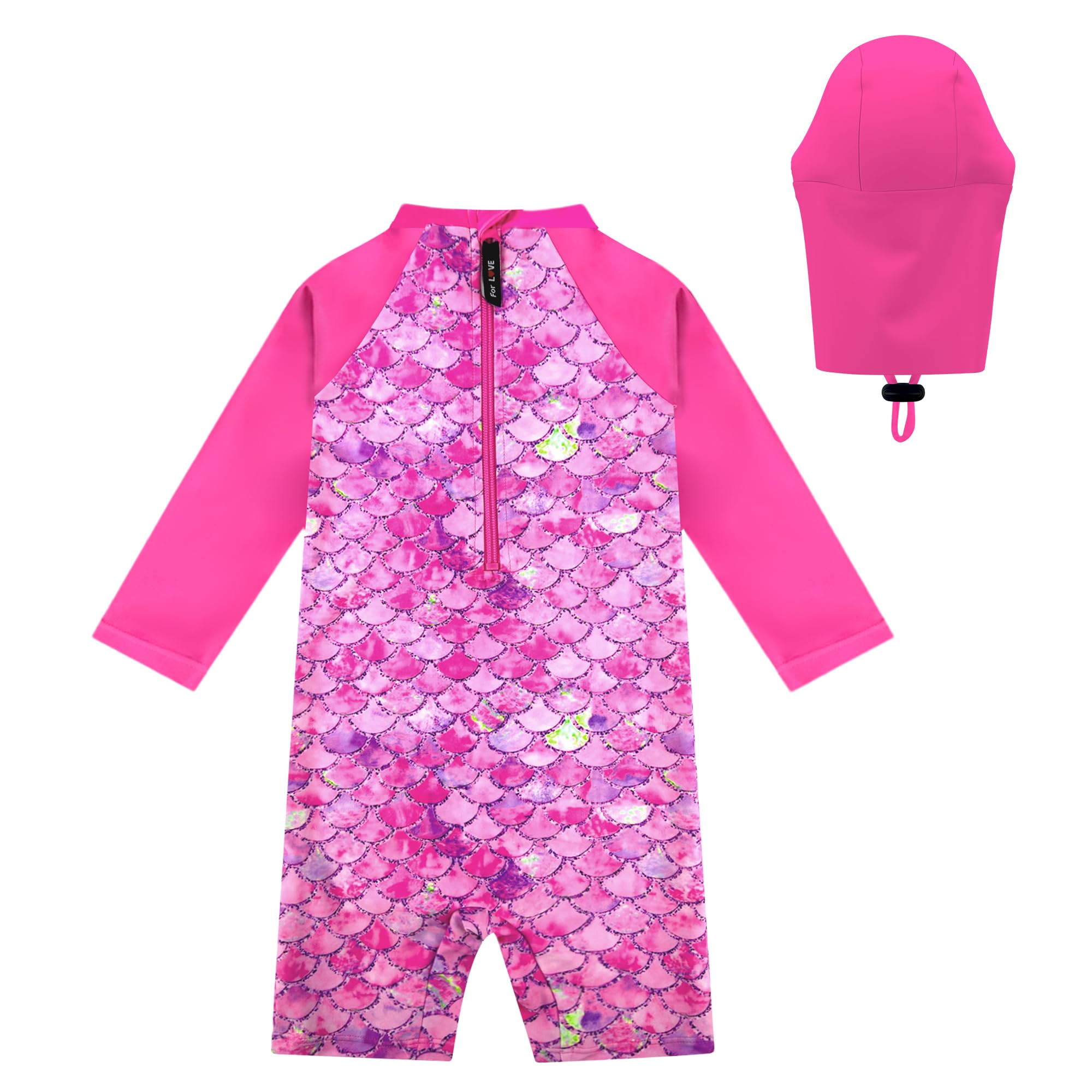 weVSwe Toddler Girl Swimsuit UPF 50+ Sun Protection Rashguard Long Sleeve Infant Swimwear Rose Red Fish Scales 3 Years