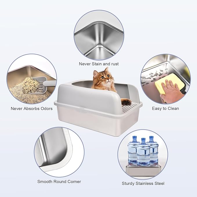 Caja sanitaria para gatos de acero inoxidable Henkelion M miniatura 3