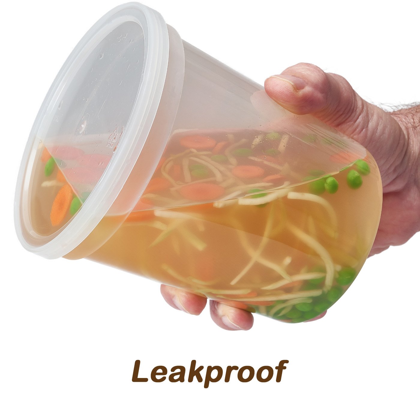 DuraHome - Contenedores de almacenamiento de alimentos Deli con tapas de 32 onzas, paquete de 24 recipientes de almacenamiento de sopa aptos para microondas a prueba de fugas, de plástico transparente de calidad premium