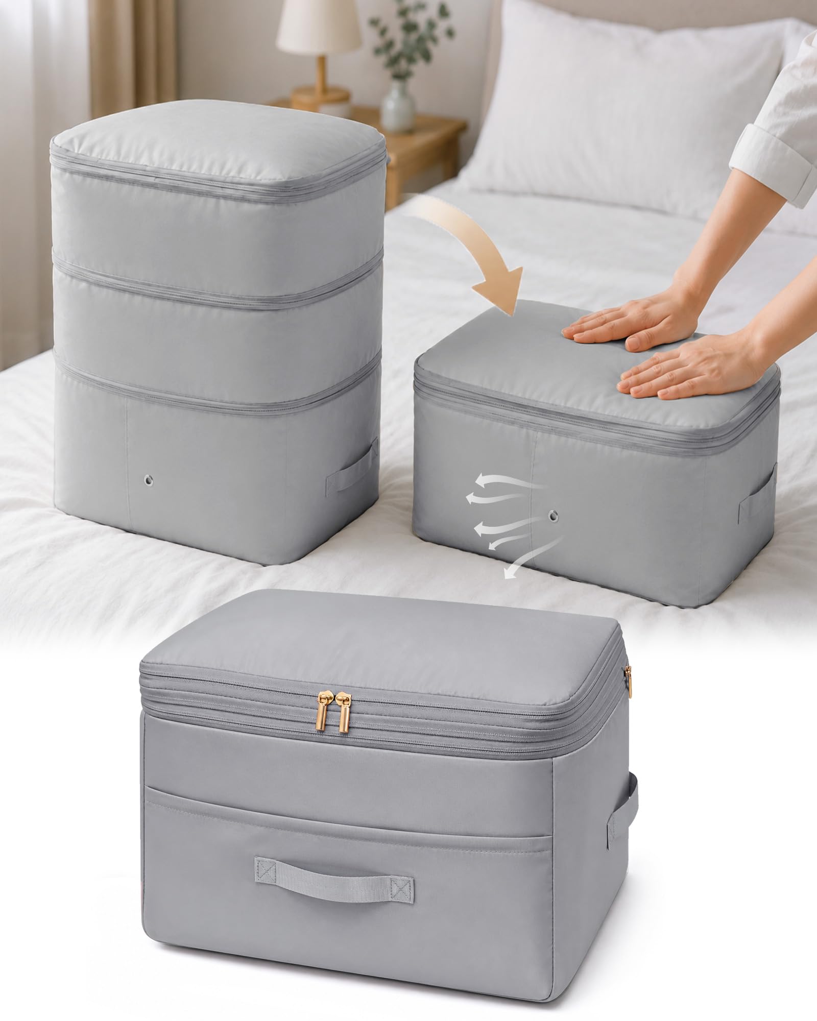 Space Saving Compressing Organiser, Duvets Storage Bag, Clothing Storage, Duvets (Grey, XL)