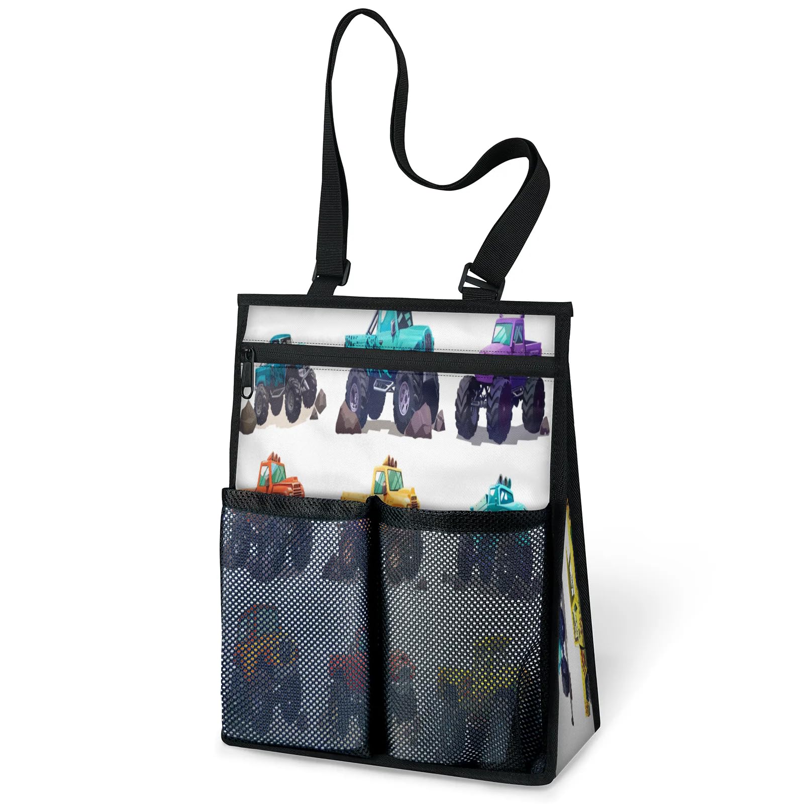 Ourtheme Cute Monster Trucks Cartoon Portable Shower Bag for Travel Gym Camp Beach Tote Shower Caddy Bags Hanging