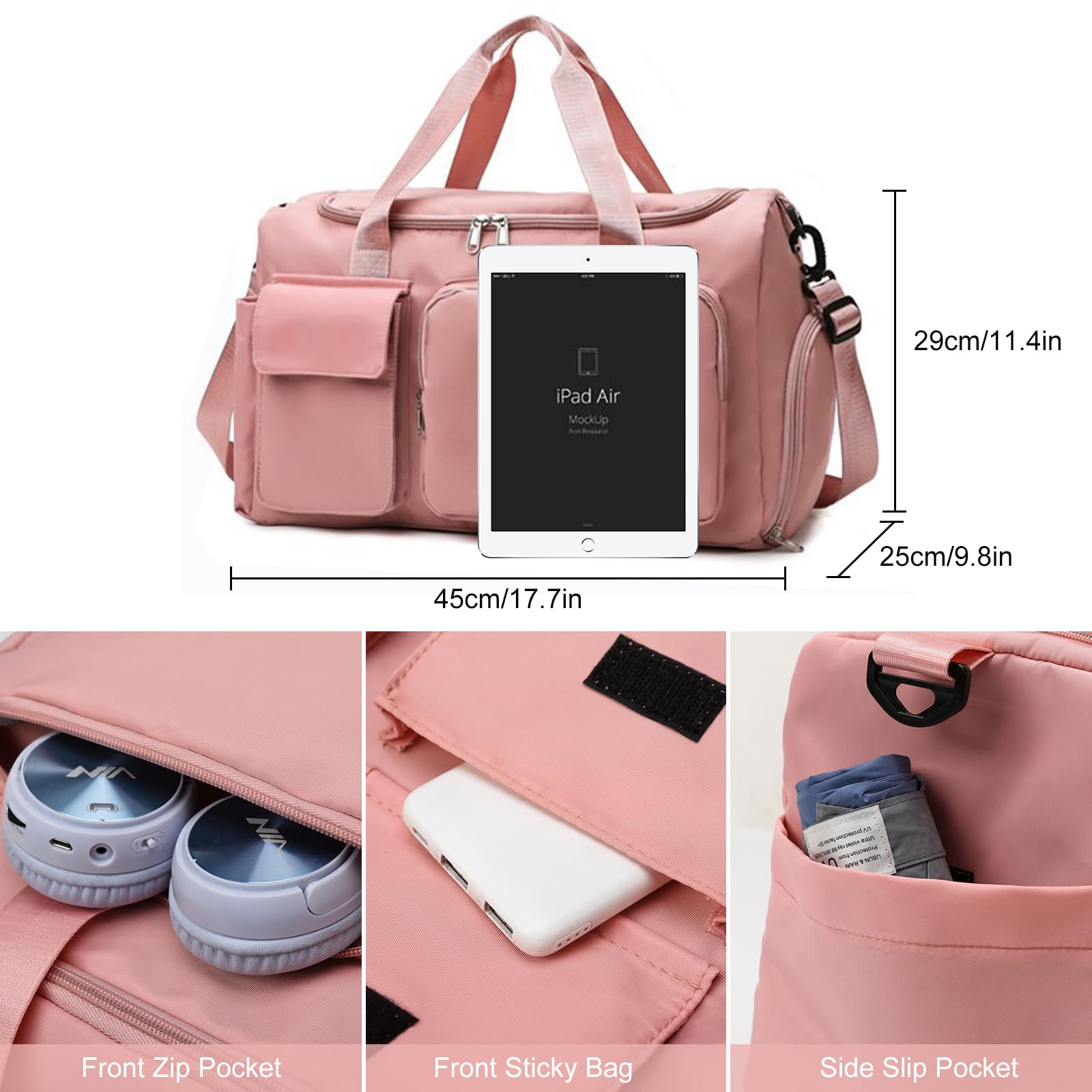 Bolsa de Viaje Plegable Mujer Gran Capacidad Gimnasio con Compartimento Zapatos y Bolsillo Húmedo