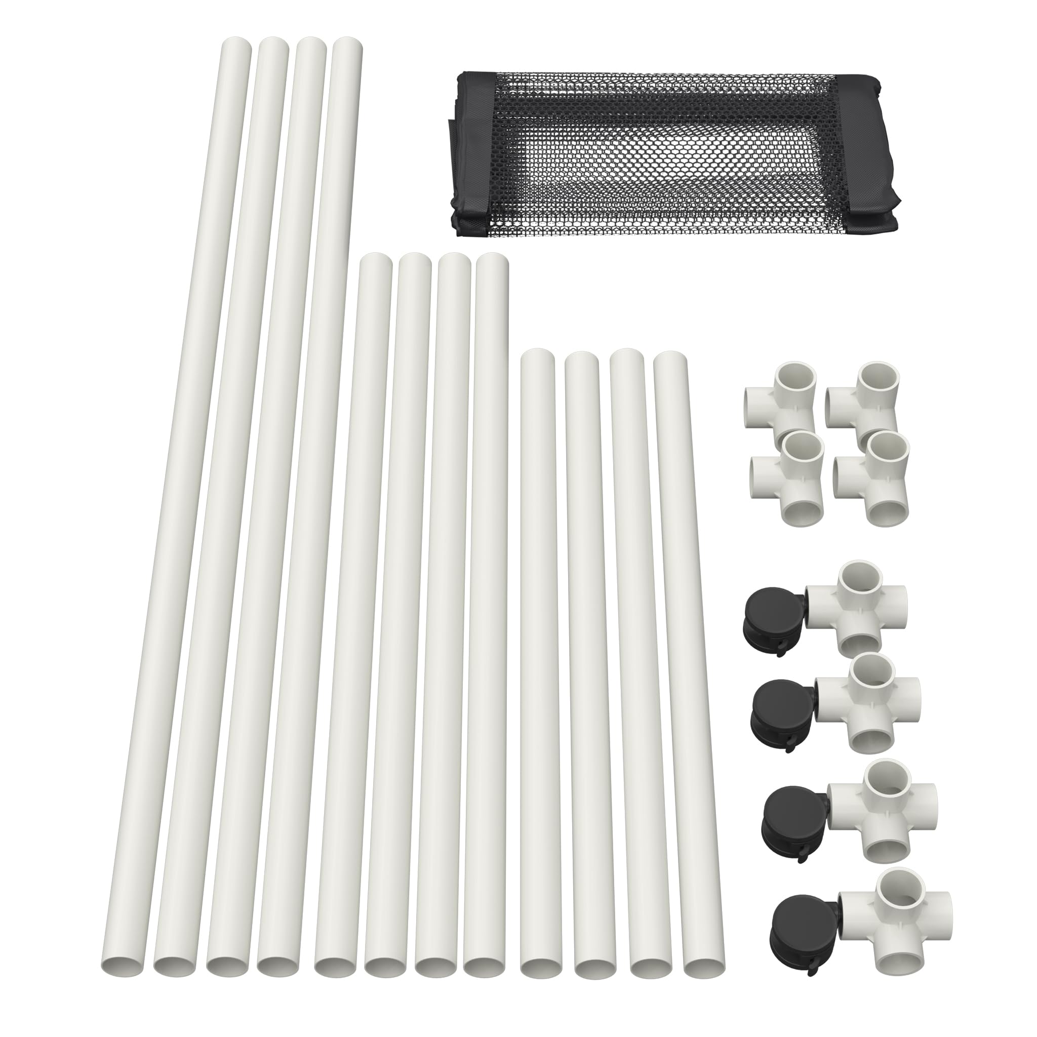NAIZY Bac de rangement avec 4 roulettes, 122 x 78 x 88 cm, grand organiseur en tube PVC + maille respirante, porte-nouilles, chariot de rangement, pour organisateur de piscine, rangement de petites