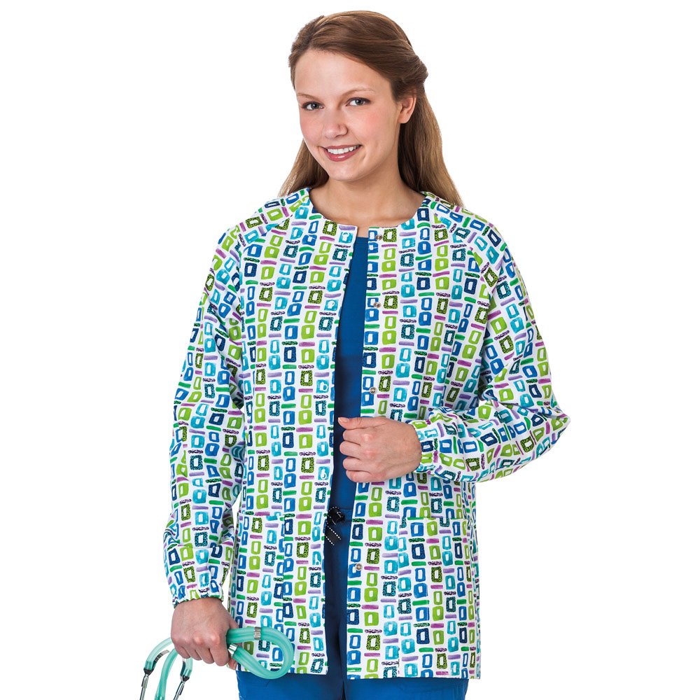 Bio Women's Geometric Pop Art Blue Print Warm Up Jacket XX-Small Print