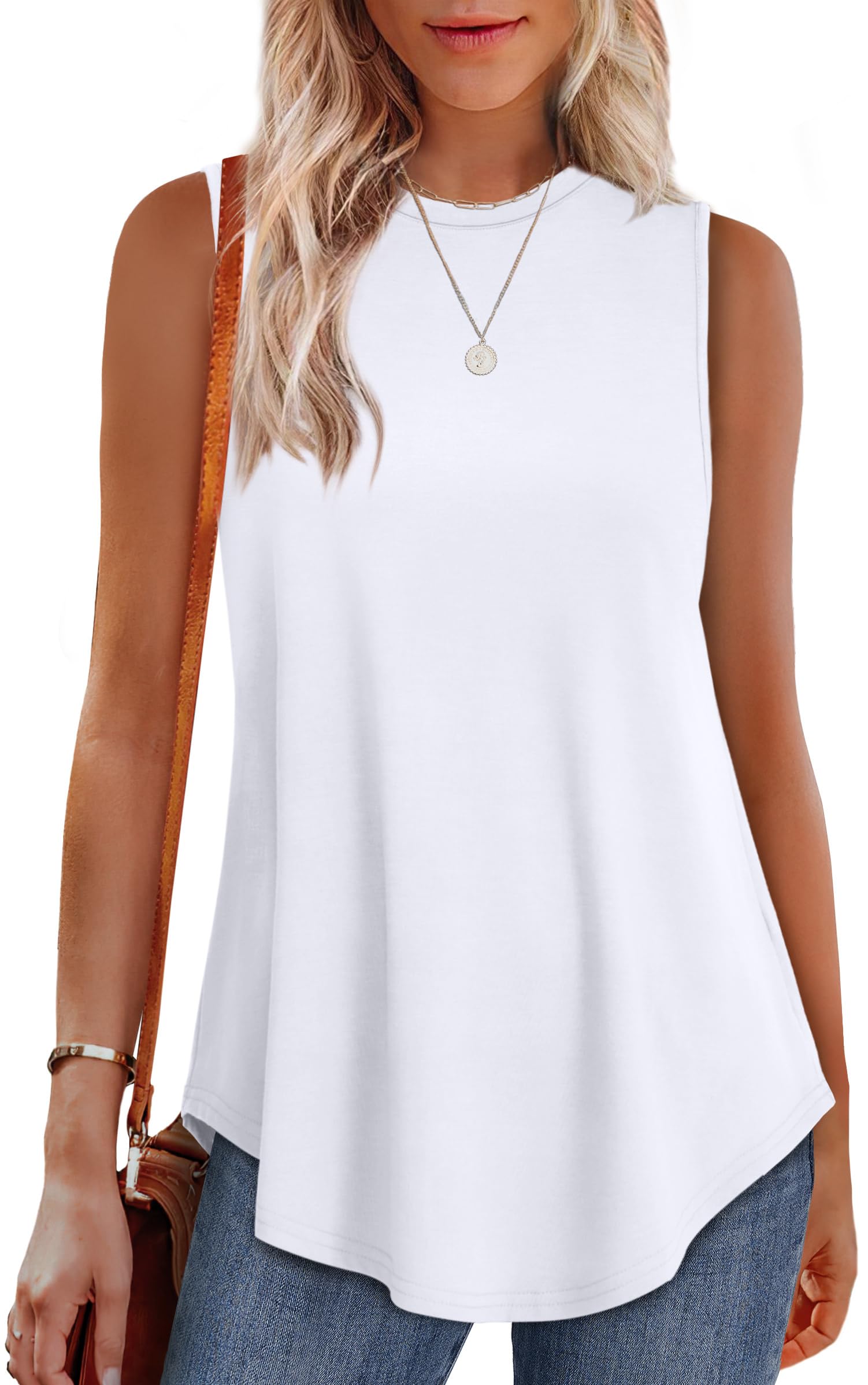 OFEEFAN High Neck Tank Tops for Women Loose Fit Sleeveless Top Summer Clothes Womens Tunic Tops to Wear