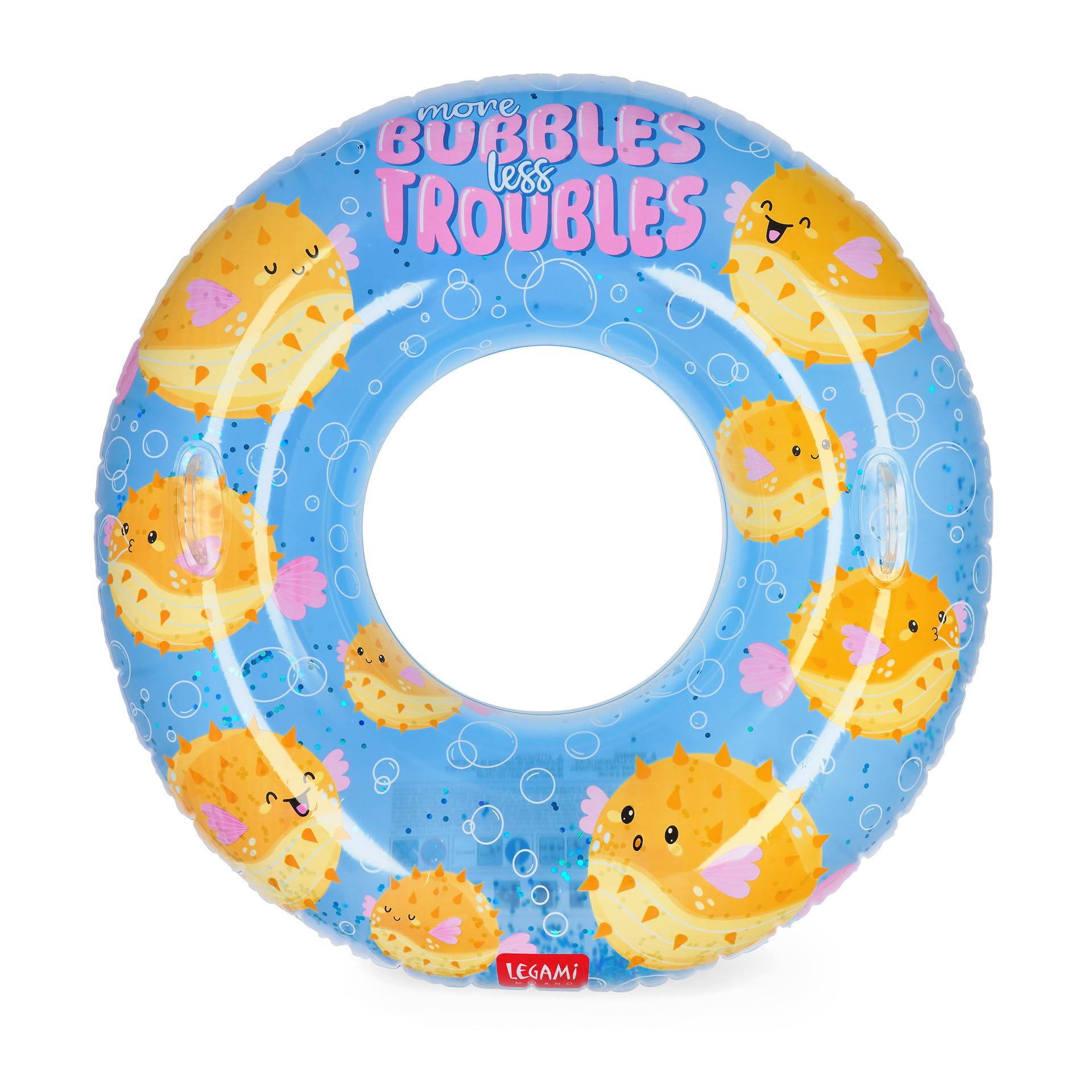 Legami Aufblasbarer Schwimmring Maxi Donut – mit Glitzer und Reparatur-Patch