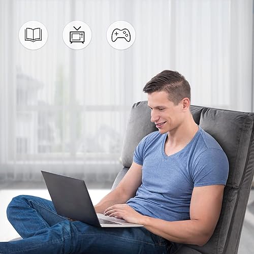 Miniatura 5 de MCombo Silla decorativa de terciopelo con juego otomano, moderna silla sin brazos para sala de estar, dormitorio, espacios pequeños, tela 0014 (gris