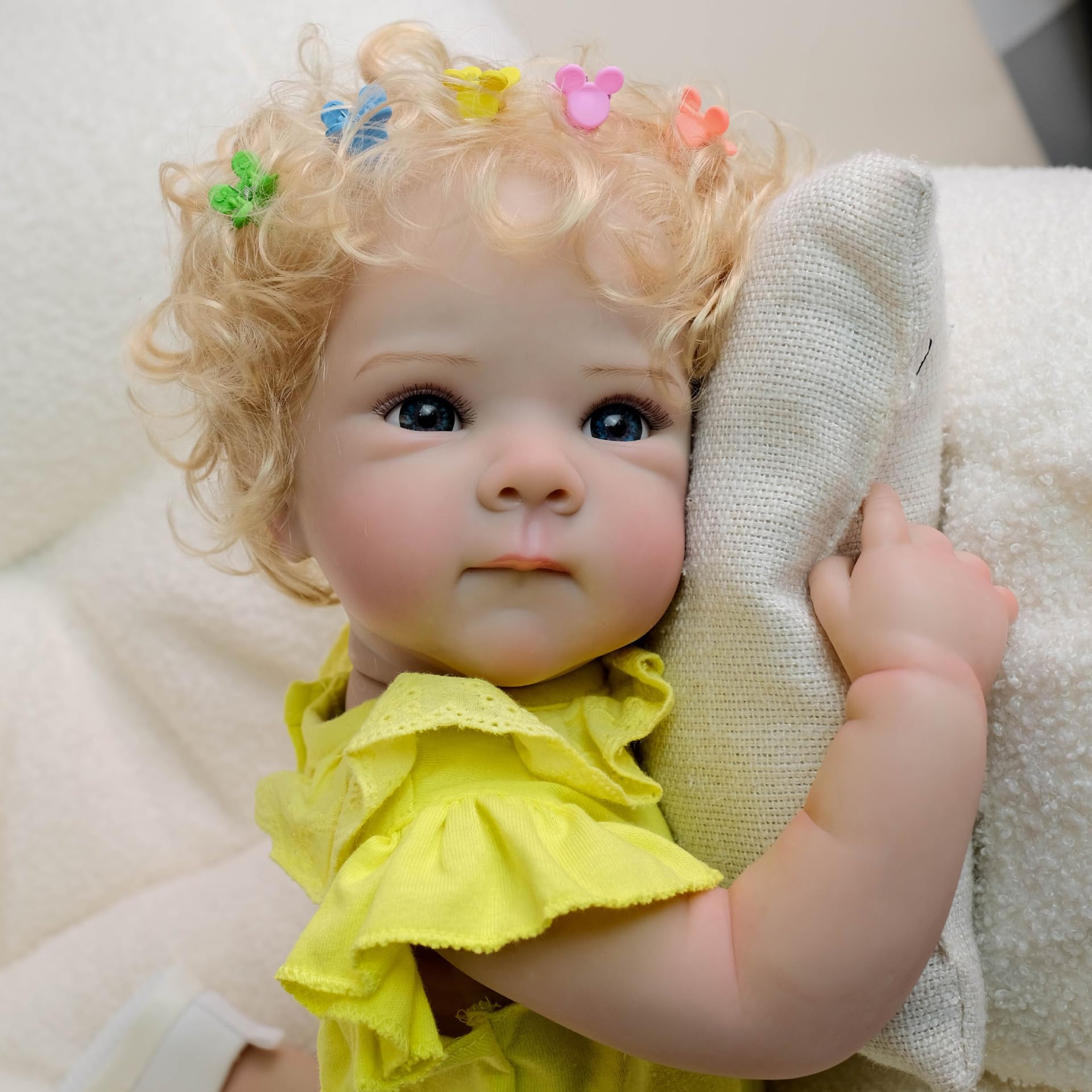 YIHANGG 47cm Bambolotto Bambina Reborn Bambole Reborn Femmine Realistiche di Silicone Appena Nate Capelli Biondi Bambola Neonato Reborn Compleanno Natale Regalo
