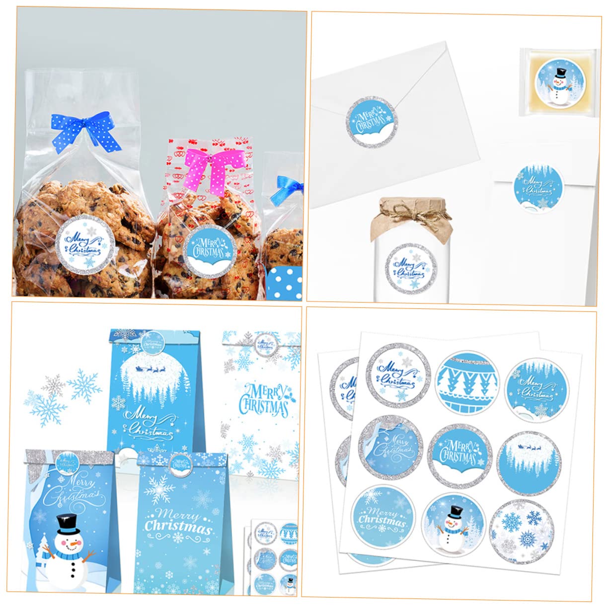 VILLCASE 8 Set Di Adesivi Sigillanti Con Fiocchi Di Neve Di Natale Etichette Di Carta Autoadesive Colla Necessaria Ideali Per Buste Scatole E Biglietti Di Auguri 20 Fogli*8