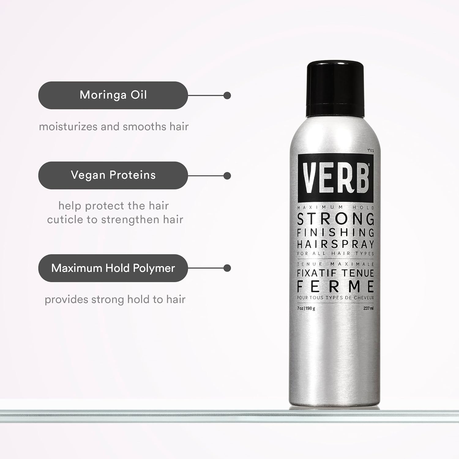 VERB Strong Finishing Hairspray, 7 oz - Firm Hold + Humidity Resistant - Warm Floral Scent - Image 3