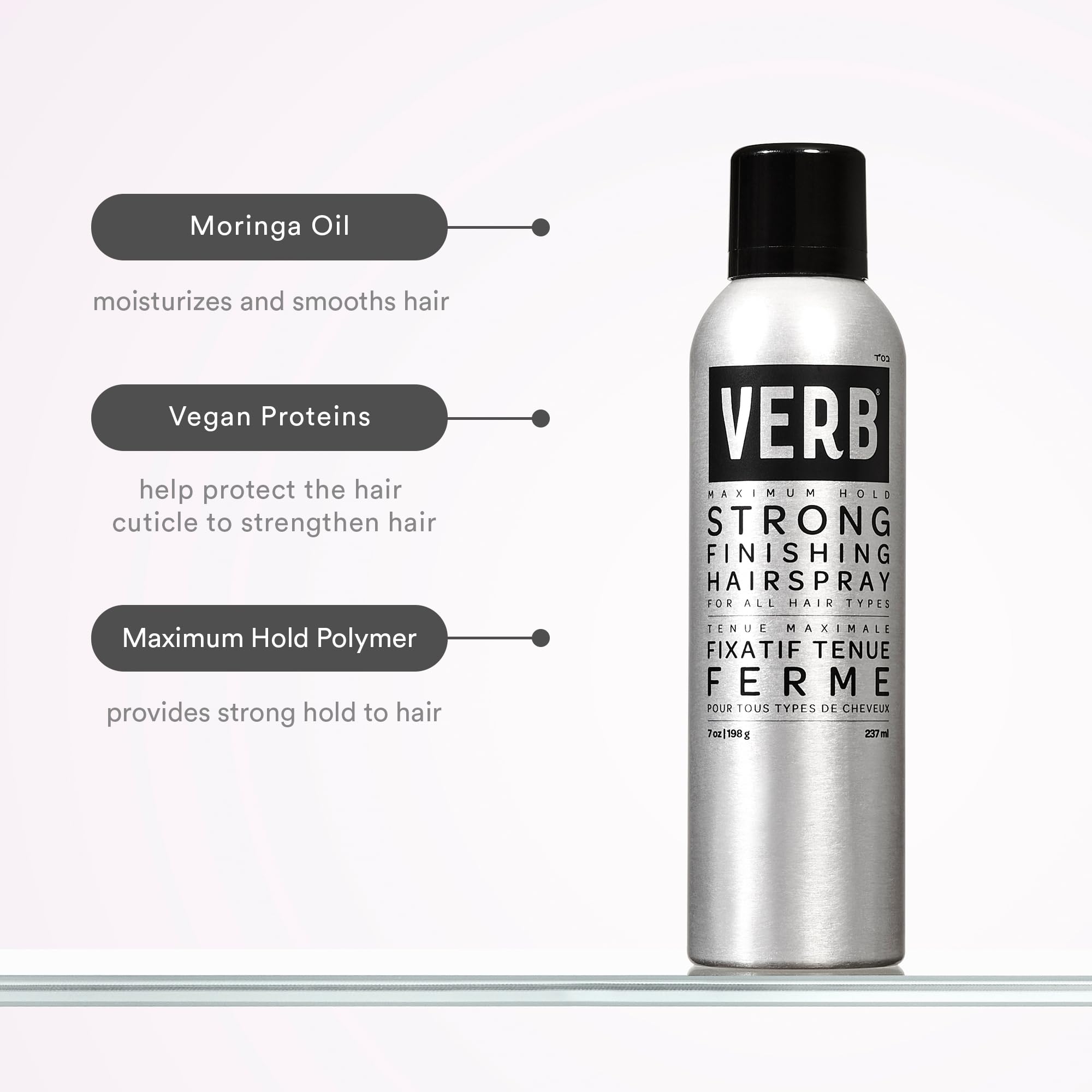 VERB Strong Finishing Hairspray, 7 oz - Firm Hold + Humidity Resistant - Warm Floral Scent