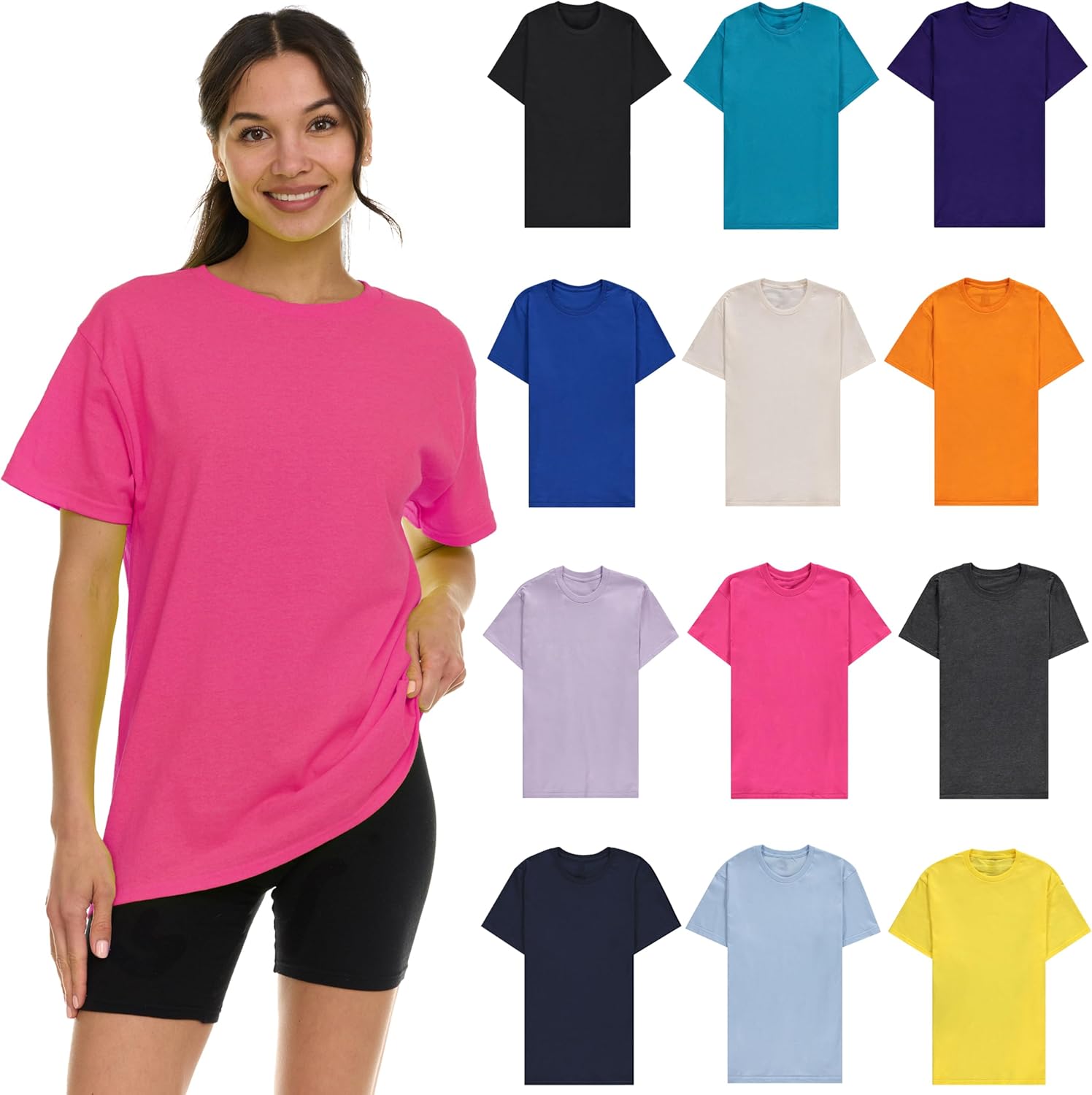 BILLIONHATS Womens Oversized T-Shirts, Crew Neck Short Sleeve Baggy Loose Tops Oversize Tees