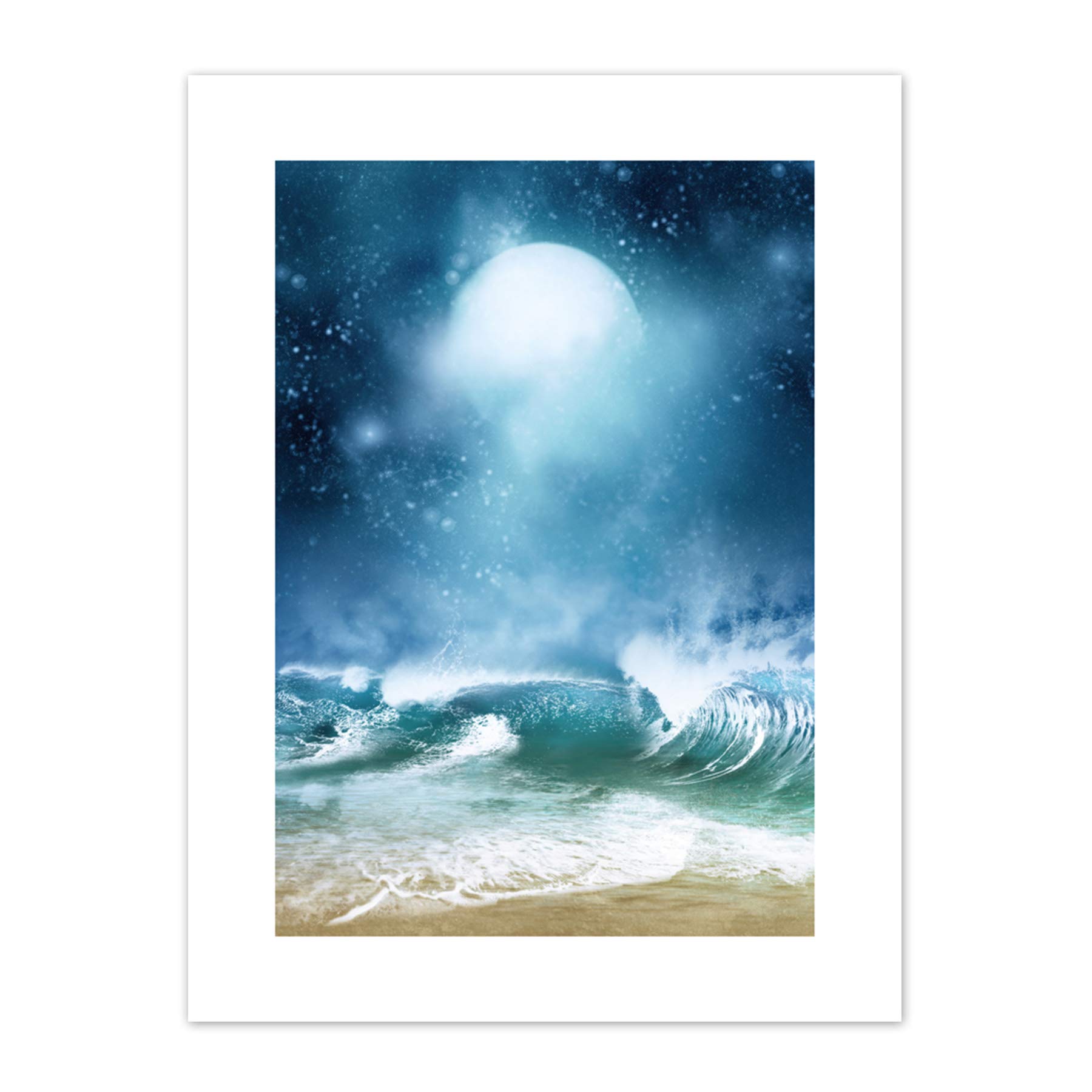 Beach And Moon Digital Collage Art Print Canvas Premium Wall Decor Poster