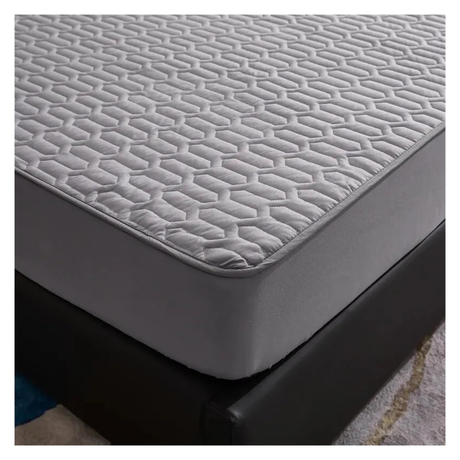 Sobrecolchón Acolchado de Microfibra Funda de colchón Suave y Agradable a la Piel, algodón Lavado Acolchado, Sábana Ajustable Impermeable, Funda Protectora de colchón(180x200cm)