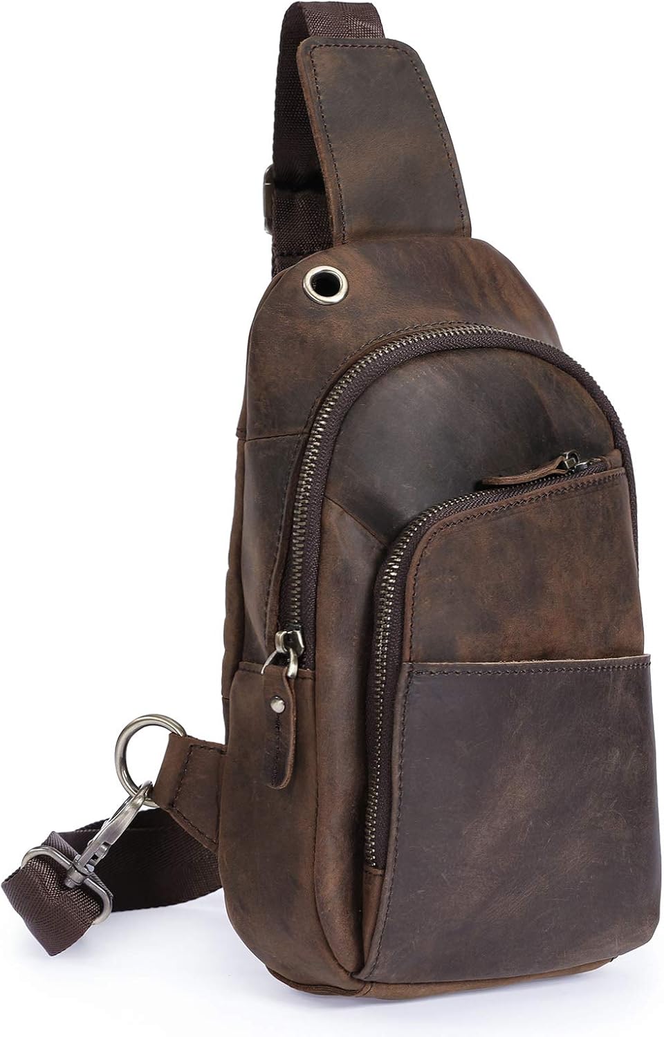 Zaino Monospalla Pelle Uomo - Borsello Tracolla Crossbody, Antifurto, Per Trekking E Lavoro