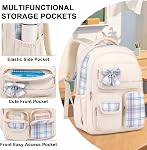Girls Backpack for School Teen: 15.6 Inch Cute Bookbag for College Student | Middle High School Laptop Backpacks, Lightweight Casual Daypack, Travel Back Pack for Women,Beige