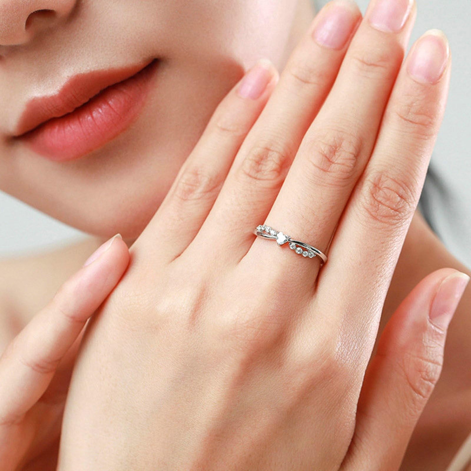 Anillo de oro blanco, diamante cultivado en laboratorio, anillo de compromiso, oro real, anillo de boda, elegante anillo de oro para mujer