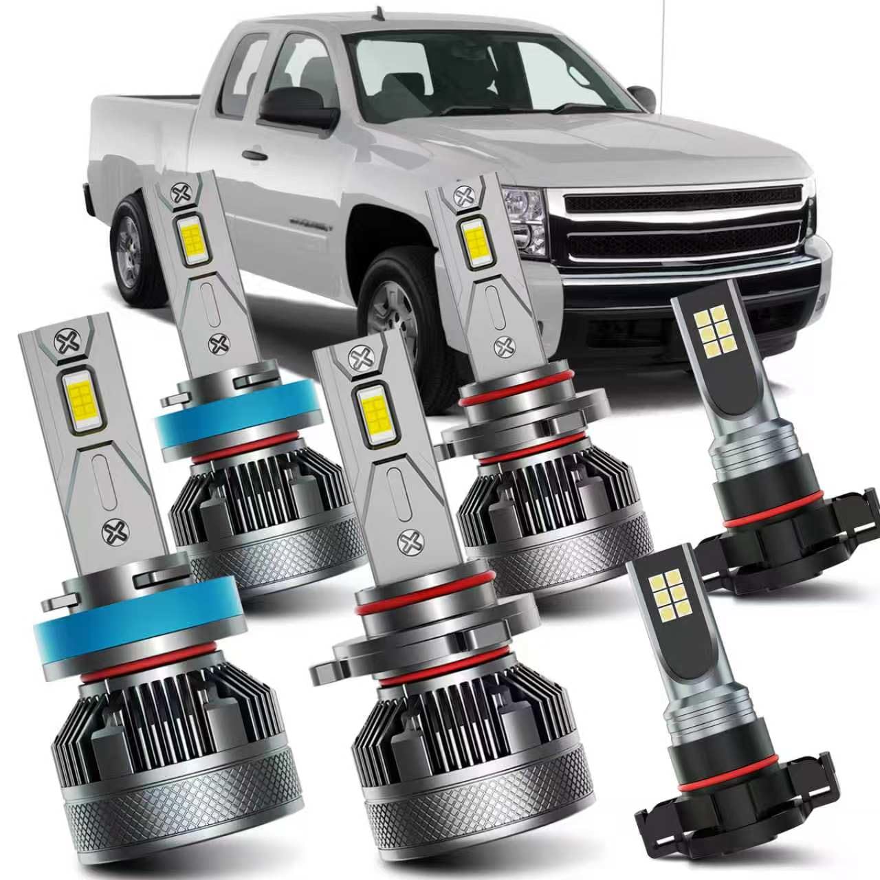 Photo 1 of AWALITED Fits for 2007-2015 Chevy Silverado 1500 2500 3500HD High Low Beam Fog Lights Bulbs Combo, 6000K White Plug-and-Play Super Bright Light Bulbs, Pack of 6