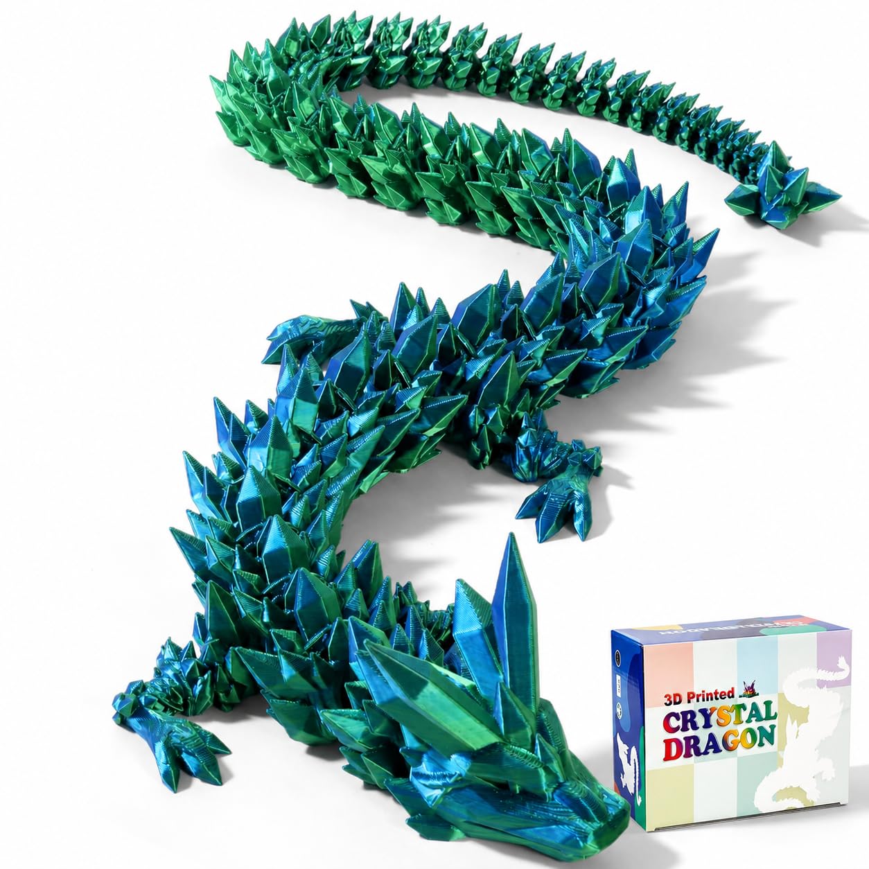 HyBaiS 24" Large 3D Printed Dragon,Giant Flexible Articulated Dragon | Fantasy Dragon with Movable Joints,Collectible Dragon Toy Gift for Kids & Adults, Unique Desk Decor for Office & Gaming Room