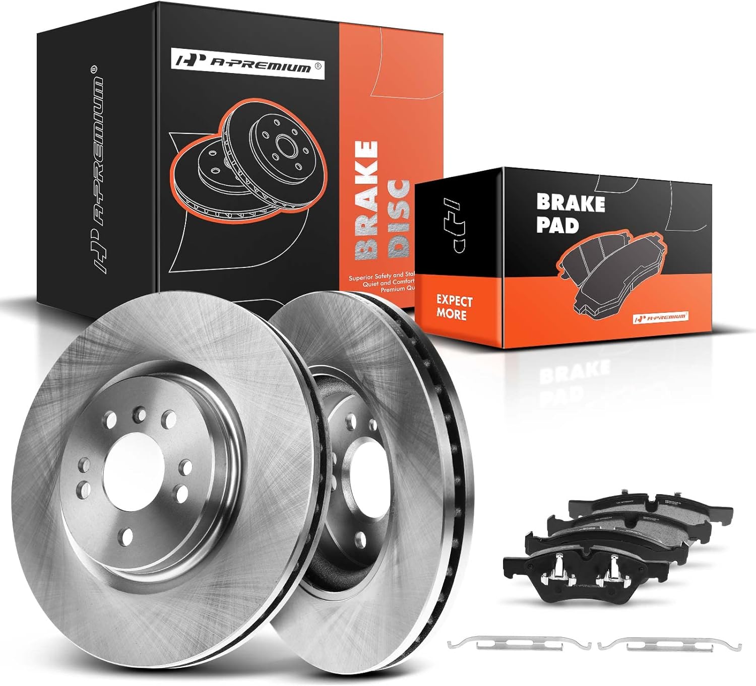 A-Premium 12.99 inch(330 mm) Front Vented Disc Brake Rotors + Ceramic Pads Kit Compatible with Select Mercedes-Benz Models - W164 ML320/ML350/ML450/ML500/ML550, W251 R320/R350/R500, 6-PC Set