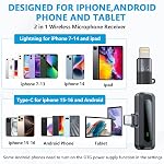 Mini Microphone for iPhone, iPad, Android Phone, 2 Pack Wireless Lavalier Microphone with Noise Reduction, Plug-Play Wireless Mic for Video Recording, Interview, YouTube, TikTok