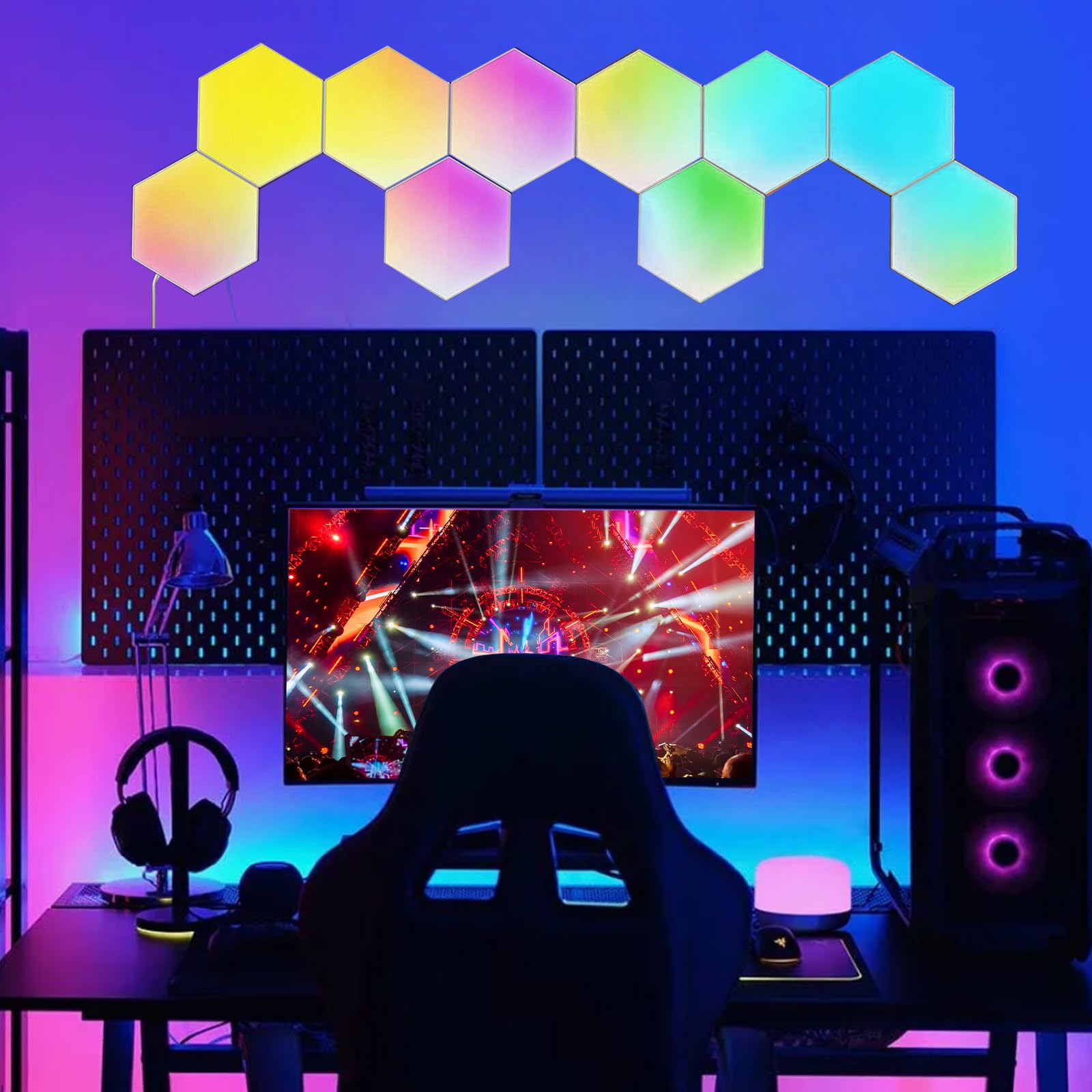 Neoglint 10PCS Hexagon LED Lights Sync to Music with Controller RGB Led Hexagon Light Panels Smart Wall Lights App Control Gaming Room Decor - Image 3