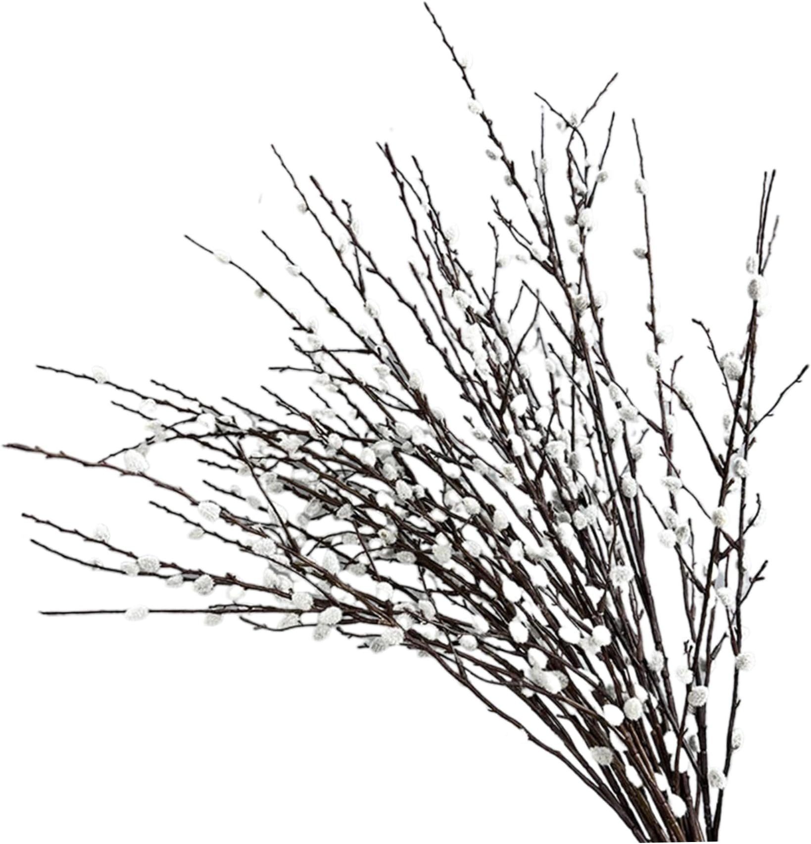 – Artificial Pussy Willow Branches, 4 Bundles 31.5" - Realistic White Flowers for Vase, Wedding Decor, DIY