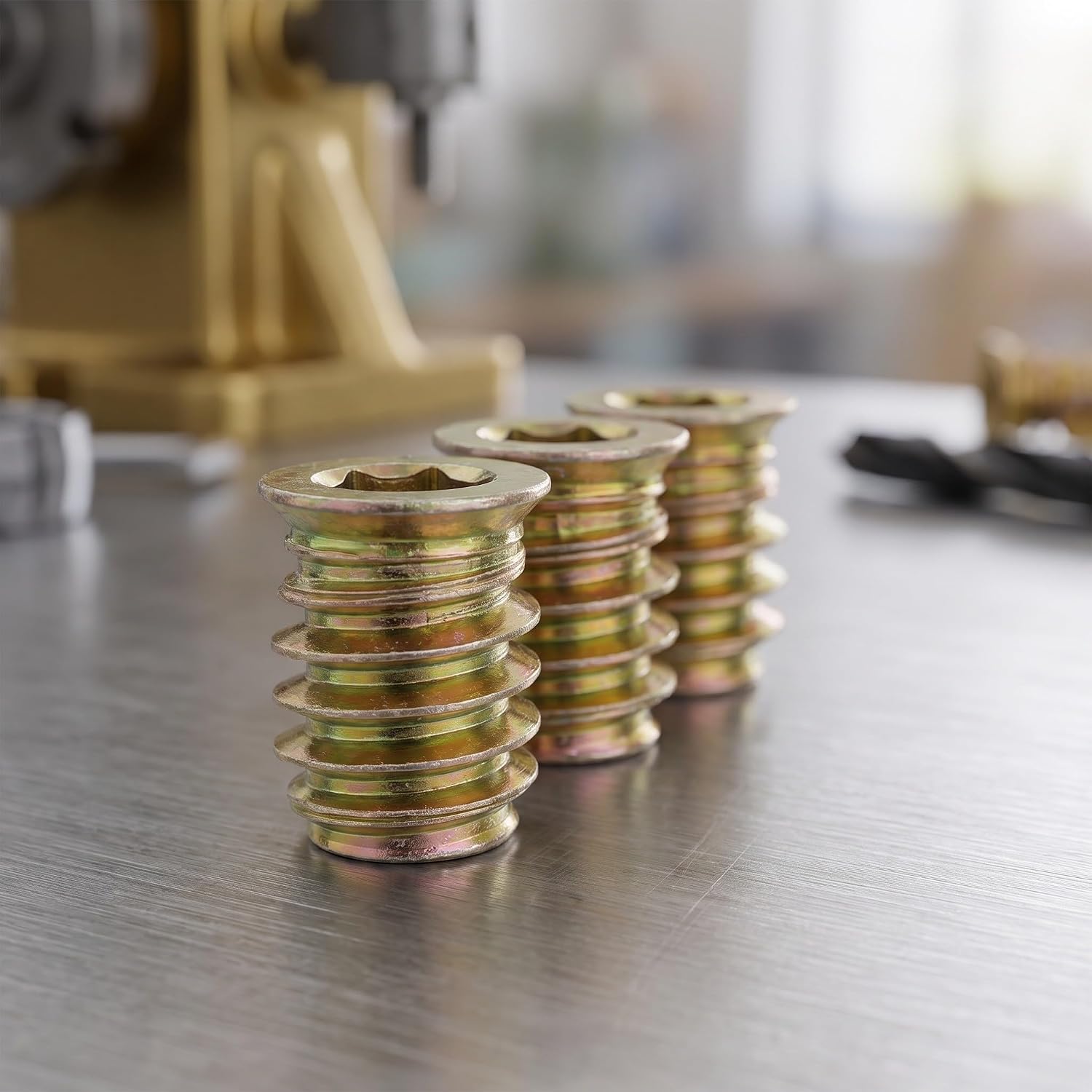 1/4-20x15 Wood Threaded Nut Insert with Hex Drive