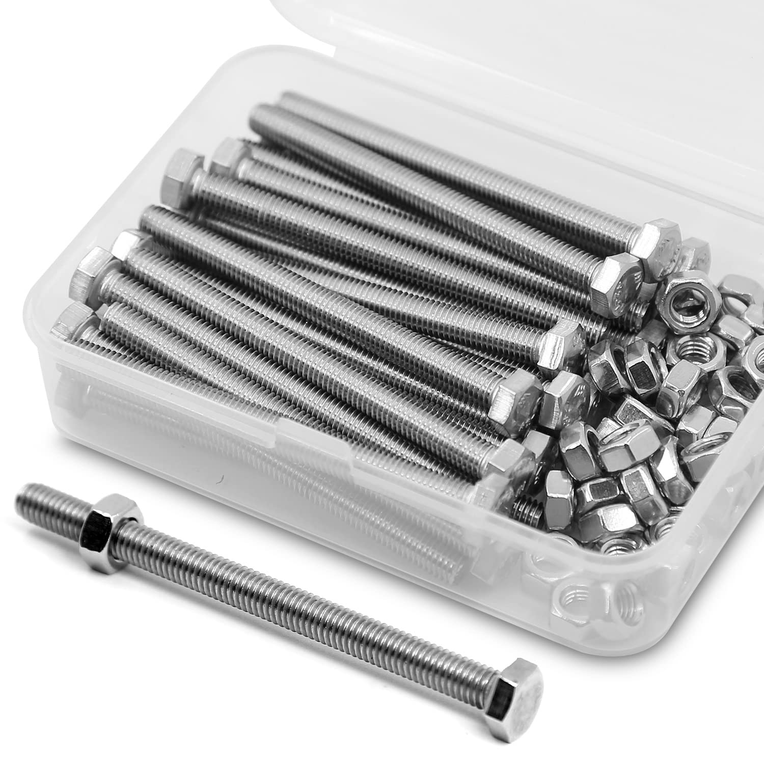 M5 x 60 mm, 25 pieces, 304 stainless steel hexagon screws, bolts and nuts set, machine screws — image 1