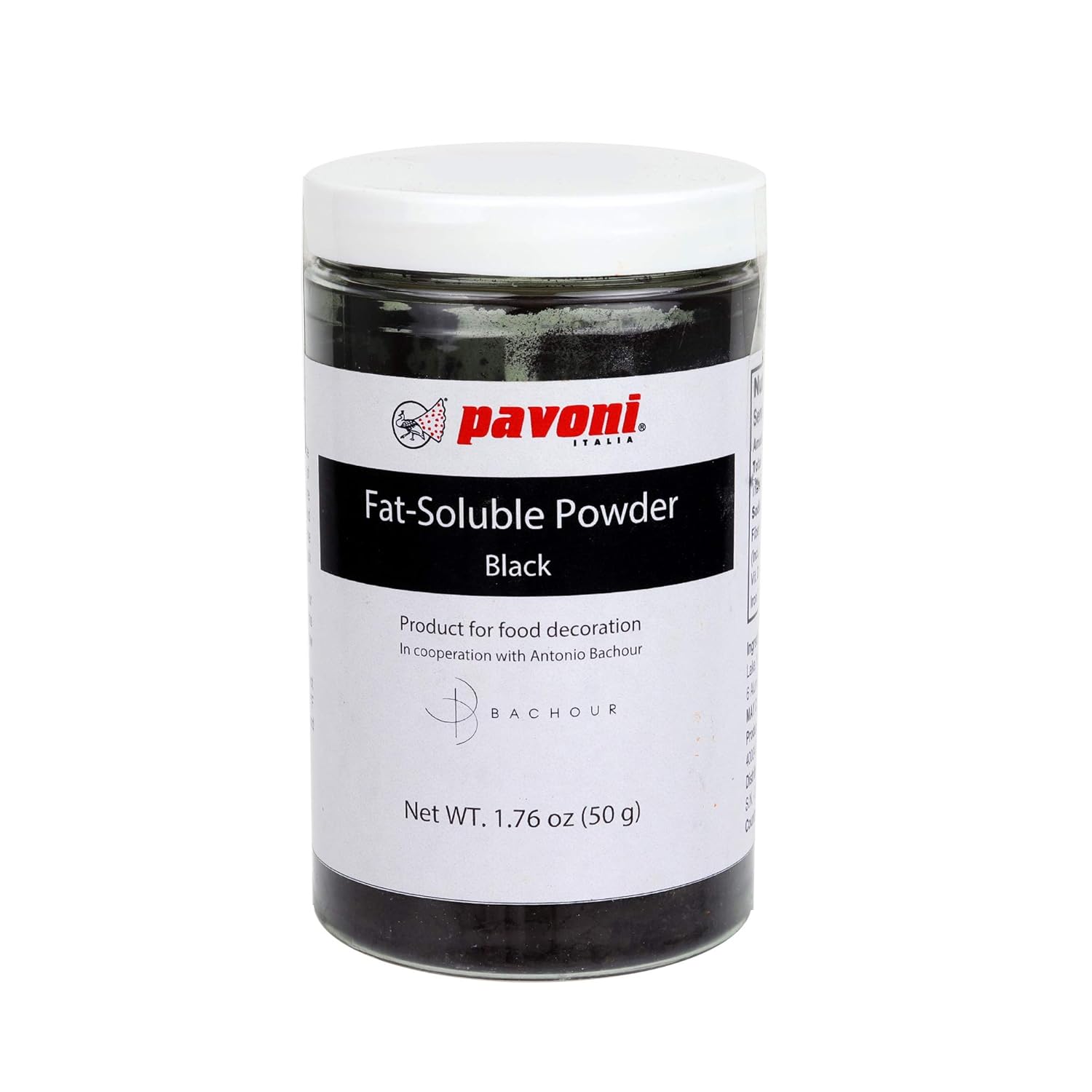 Pavoni Antonio Bachour Fat Soluble Powder Food Color 50 Grams Black