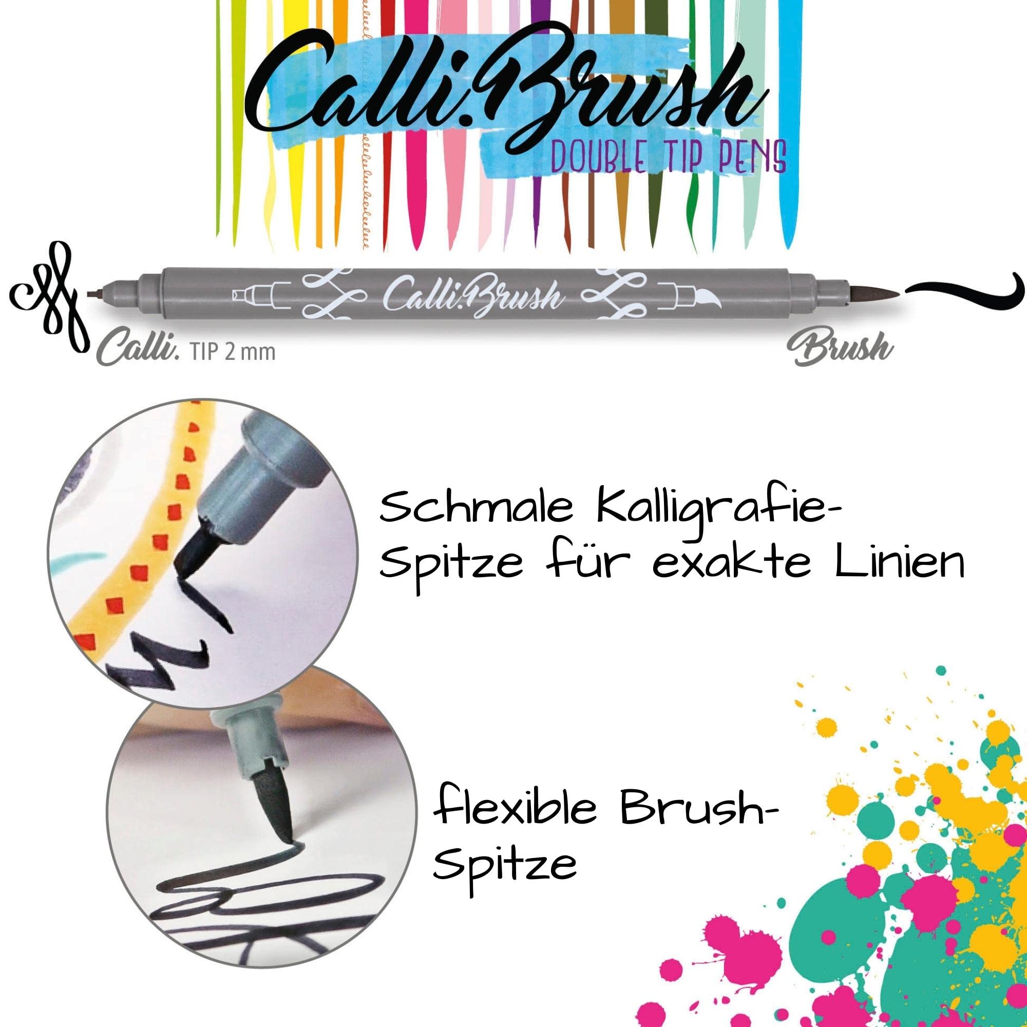 Online 81463 Calli.Brush, Handlettering Brush-Pens, 24er Set Pinsel-Stifte & Handlettering Übungsheft: Schöne Schriften - Schritt für Schritt (monbijou)