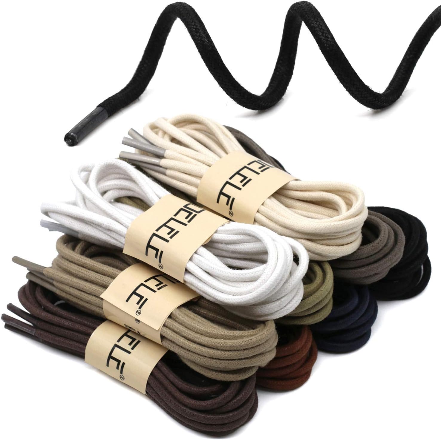 DELELE 2 Pair Round Waxed Oxford Shoe Laces for Dress Shoes and Boots