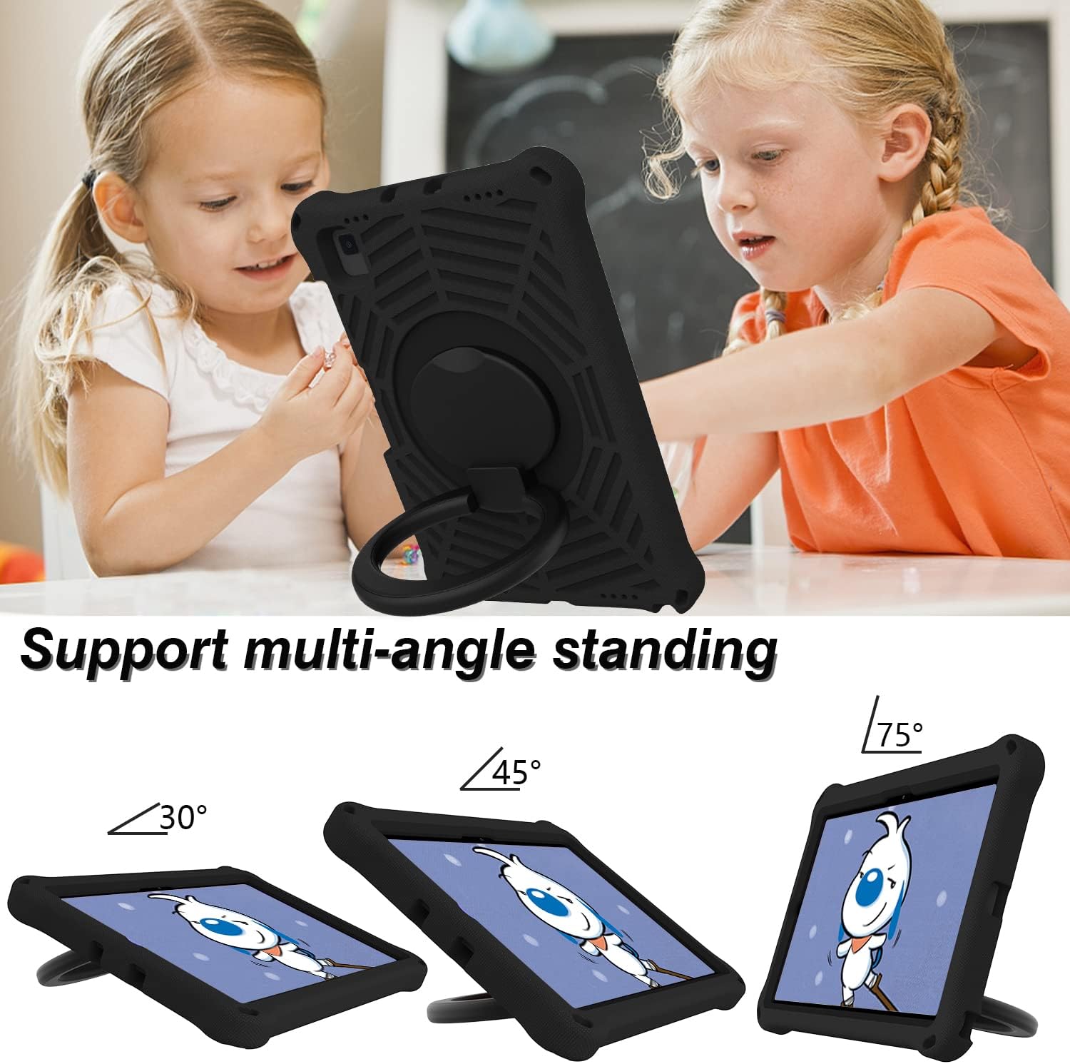 for Samsung Galaxy Tab S5e 10.5 (2019) SM-T720/T725 Tablet Case for Kids - EVA Lightweight Shockproof 360° Rotating Handle Stand Rugged Cover W Shoulder Strap,Black image 3