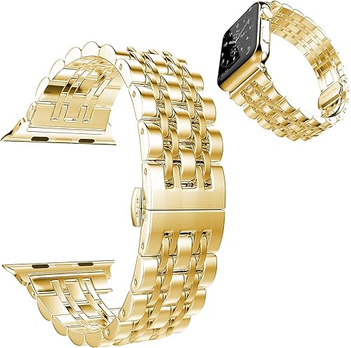 Miniatura 5 de Correas de repuesto para Apple Watch Series 987654321, pulsera de acero inoxidable iWatch iPhone Watch de 2 tonos para hombres y mujeres (1.496
