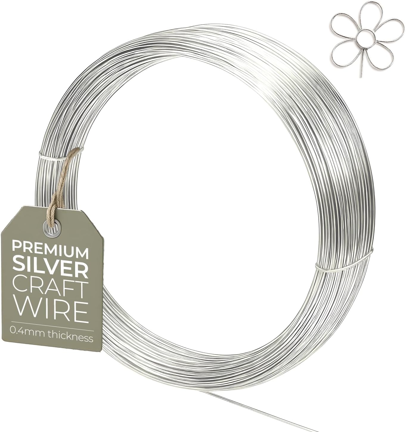 0.4mm (26 Gauge) x 20m Silver Plated Non-Tarnish Craft Wire for Jewellery, Wire Wrapping, Sculpting, Hobby Craft, Wire Modelling